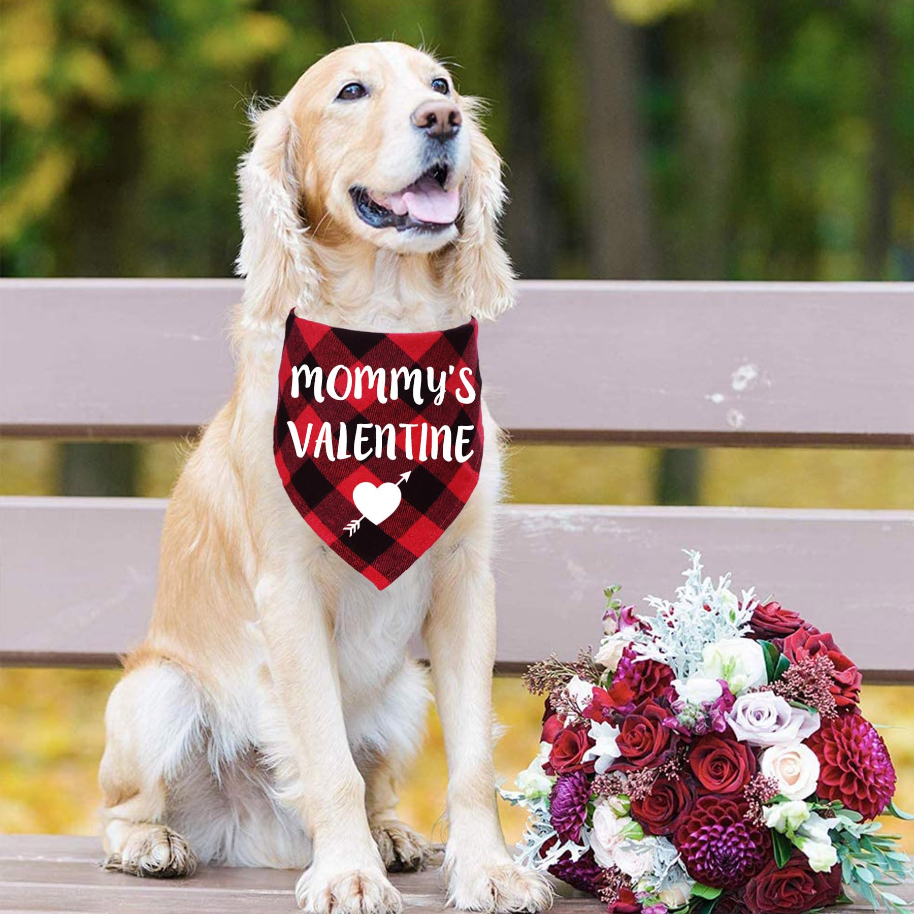 Stmk 4 Pack Valentines Day Dog Bandanas, Valentines Dog Bandanas Scarf For Medium Large Dogs Pets (Large)