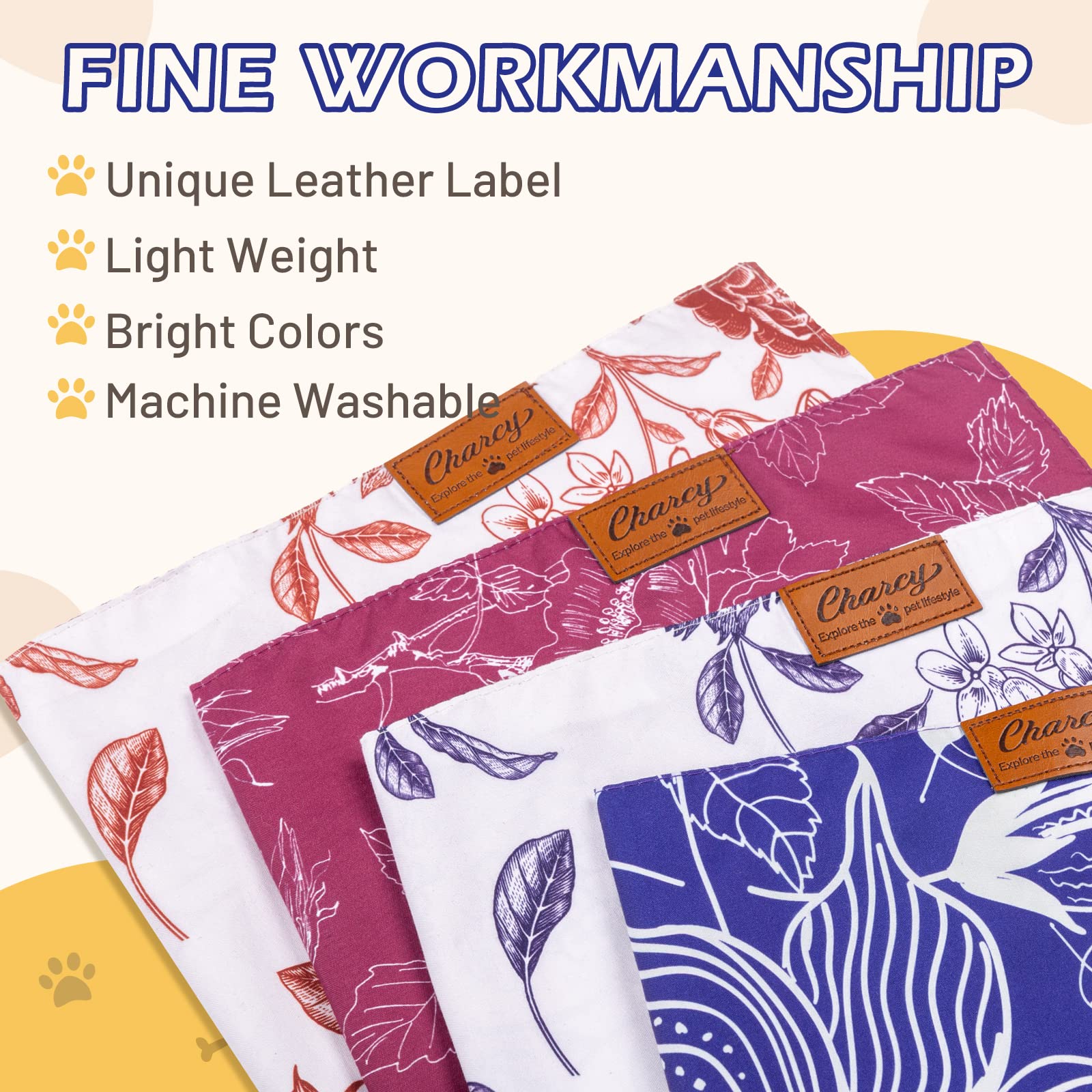 Charcy Dog Bandanas 4 Pack, Fall Dog Bandana For Holidays & Birthdays - Unique Triangle Design