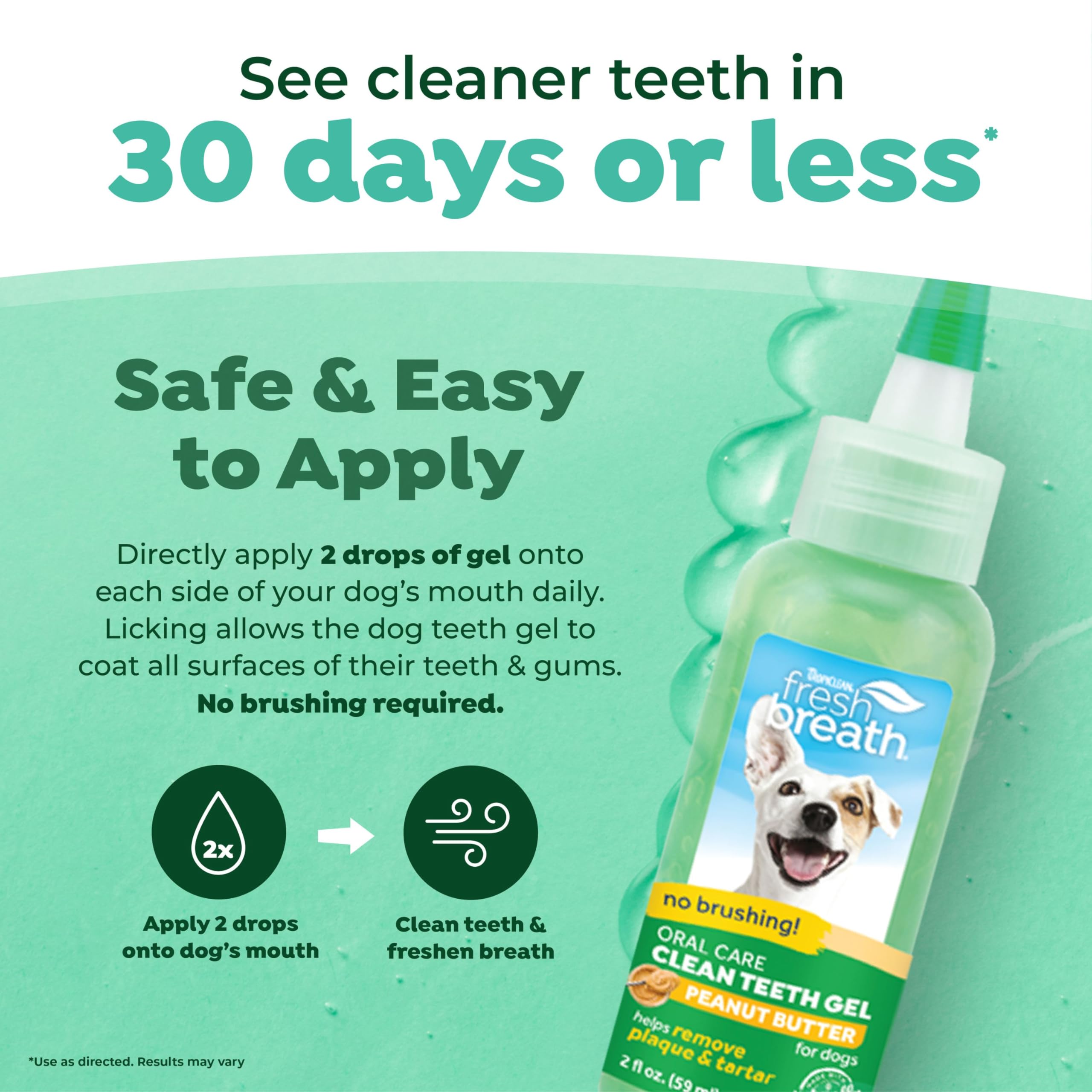 TropiClean Fresh Breath Dog Toothpaste for Teeth Cleaning, Breath Freshener, Easy Plaque & Tartar Remover Gel, No Toothbrush Nee
