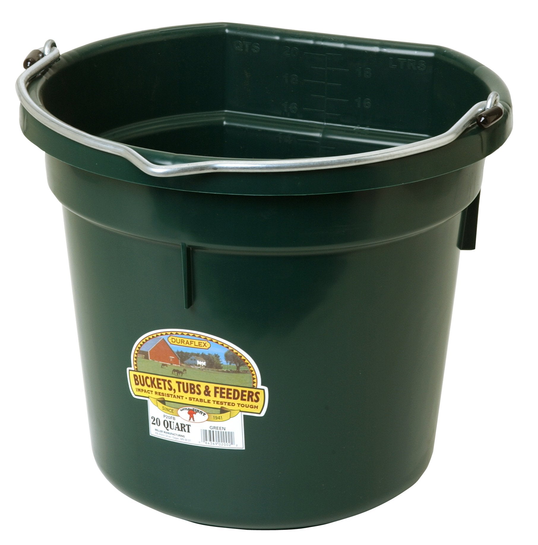 DuraFlex Flat Back Bucket 20 Qt Green