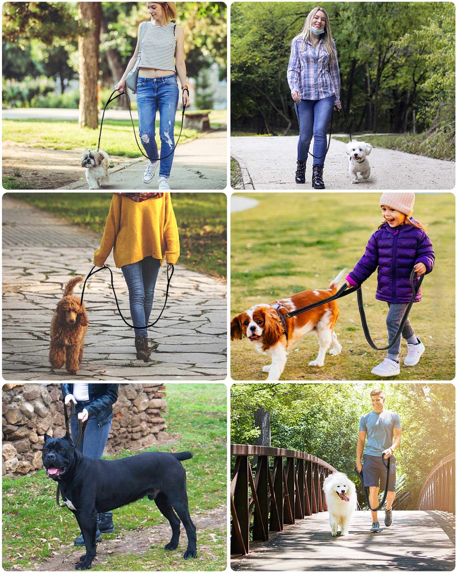 Dog Leash, Heavy Duty Dog Leash, Leashes For Large Breed Dogs 5Ft 6Ft, Double Handle Dog Leash, Reflective Training Lead, Perfec