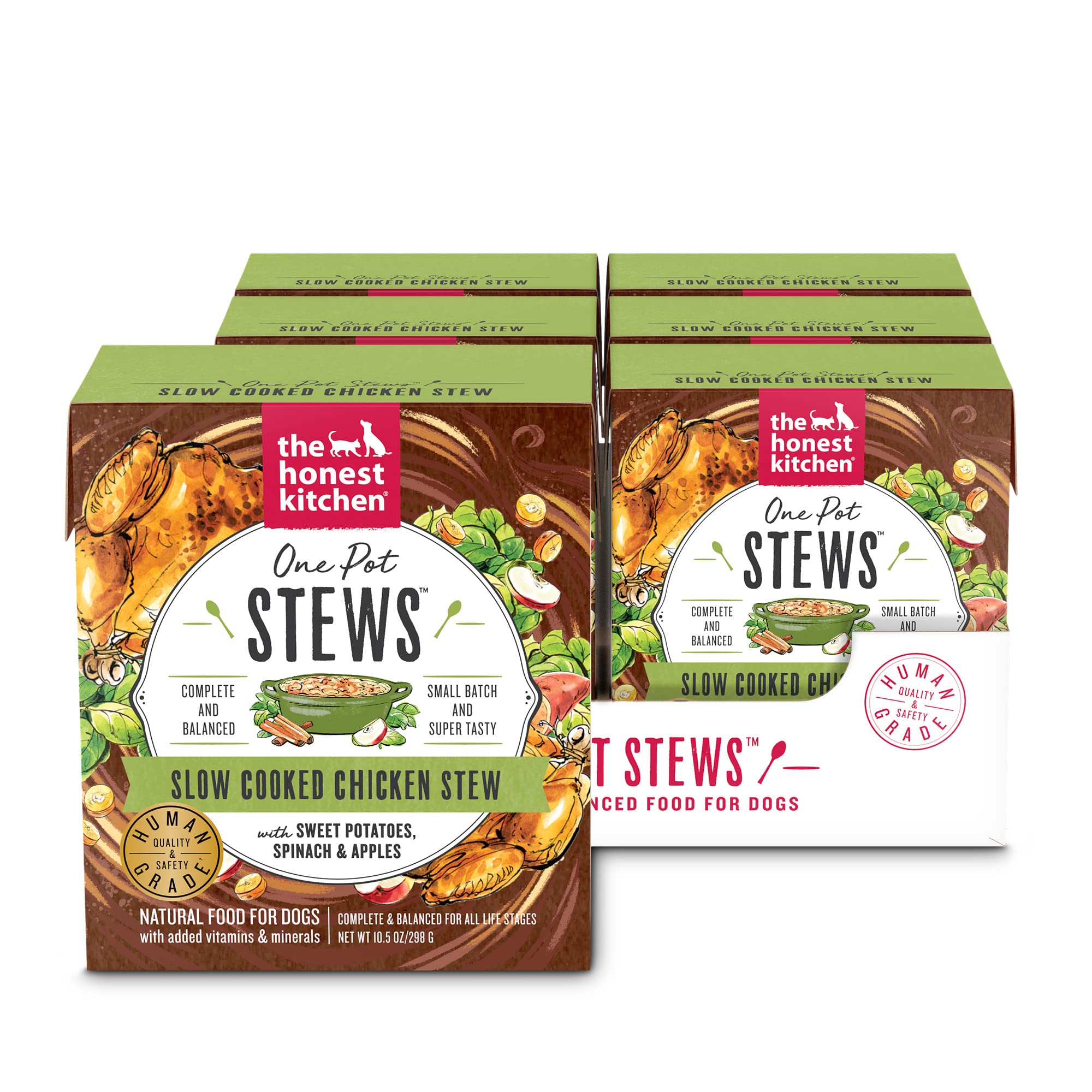 The Honest Kitchen Human Grade One Pot Stews Wet Dog Food - Slow Cooked Chicken Stew with Sweet Potato, Spinach & Apples, 10.5 O