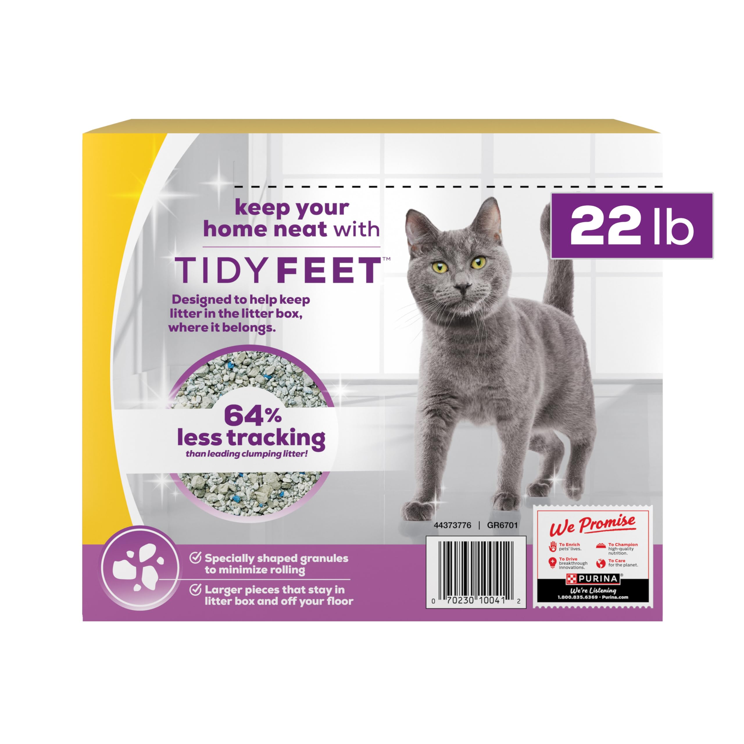 Tidy Cats Performance Plus Low Tracking Unscented Clumping Cat Litter, 22 lb Box, Clay Material