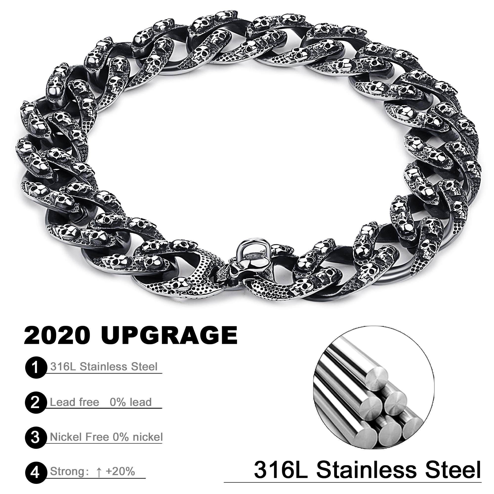 Txprodogchains Personality Chain Dog Collar With Unique Skulls Designer 22Mm Hand Polished Blacked Stainless Steel Link Chain Ne