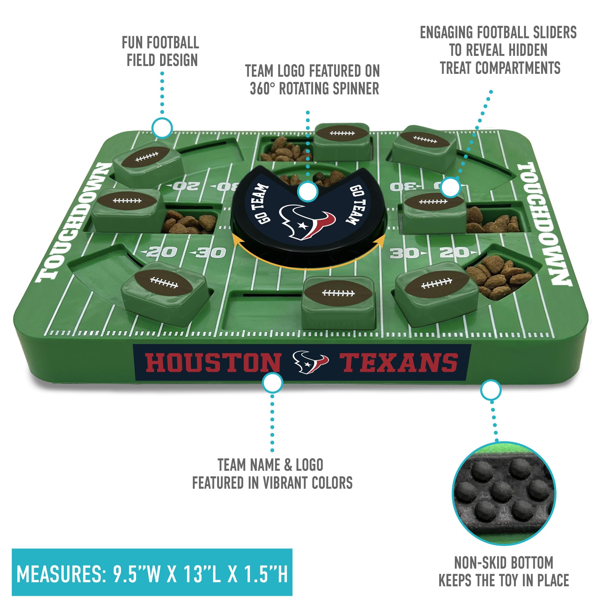 Pets First Nfl Houston Texans Large Puzzle Toy - Interactive Dog Treat Puzzle, New Size, Slow Feeding Toy