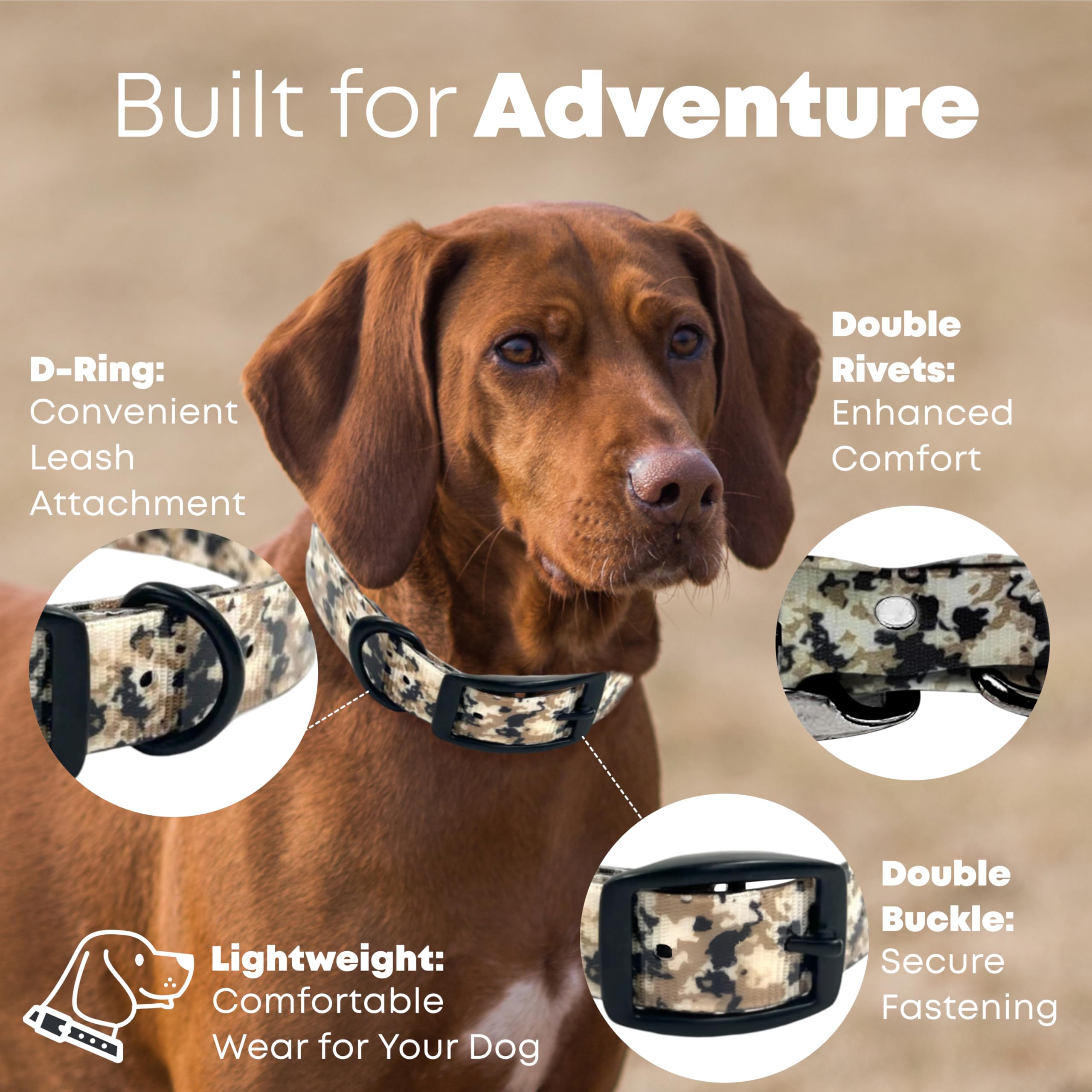 Regal Dog Products Waterproof Camo Hunting Dog Collar With Black Hardware | For Small, Medium, Large, Or Xl Dogs (Small)