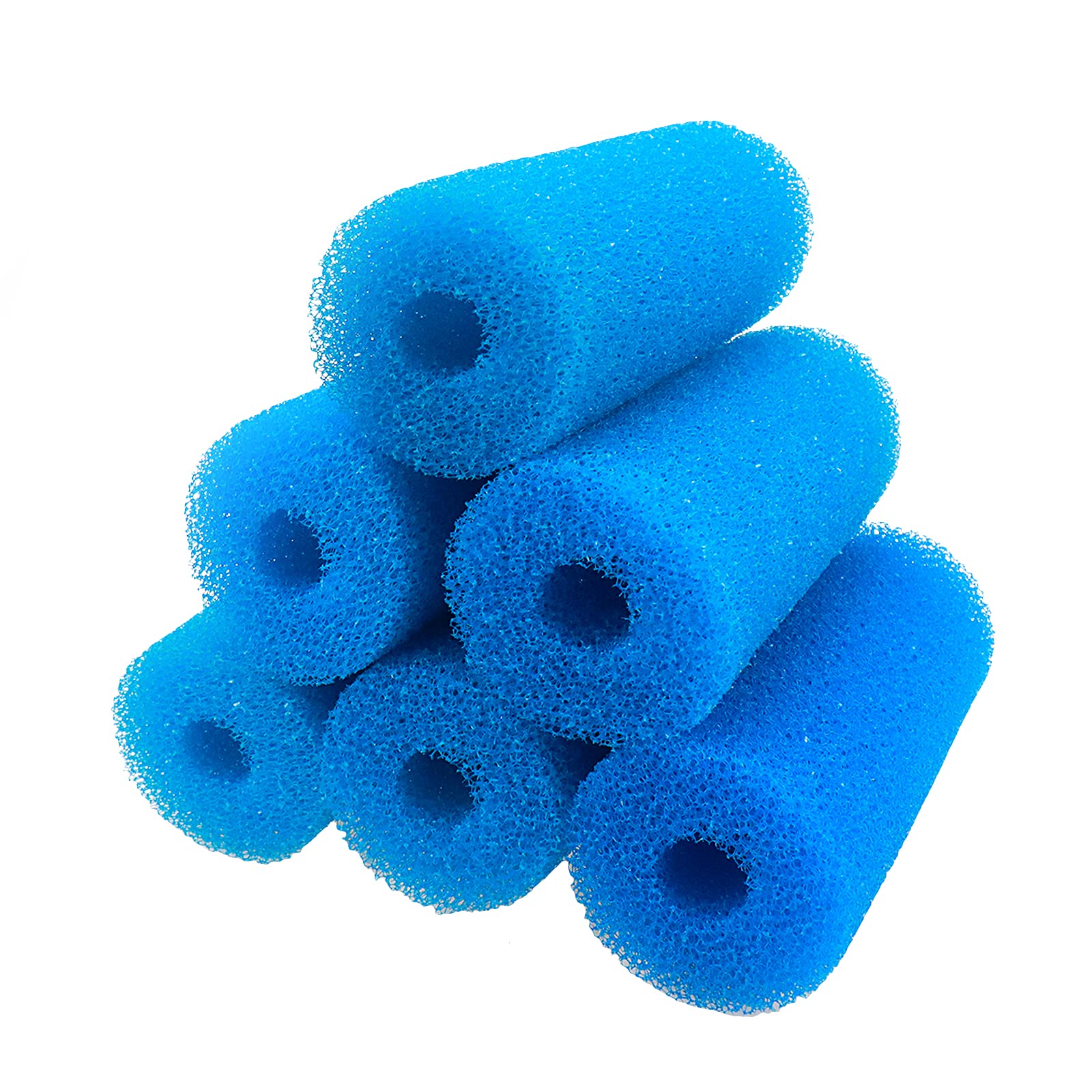 Xiaoyztan 6Pcs 6.0 X 2.5 Inch Aquarium Pre-Filter Sponges Foam Filter Cartridges With 0.8' Hole Diameter (Blue)