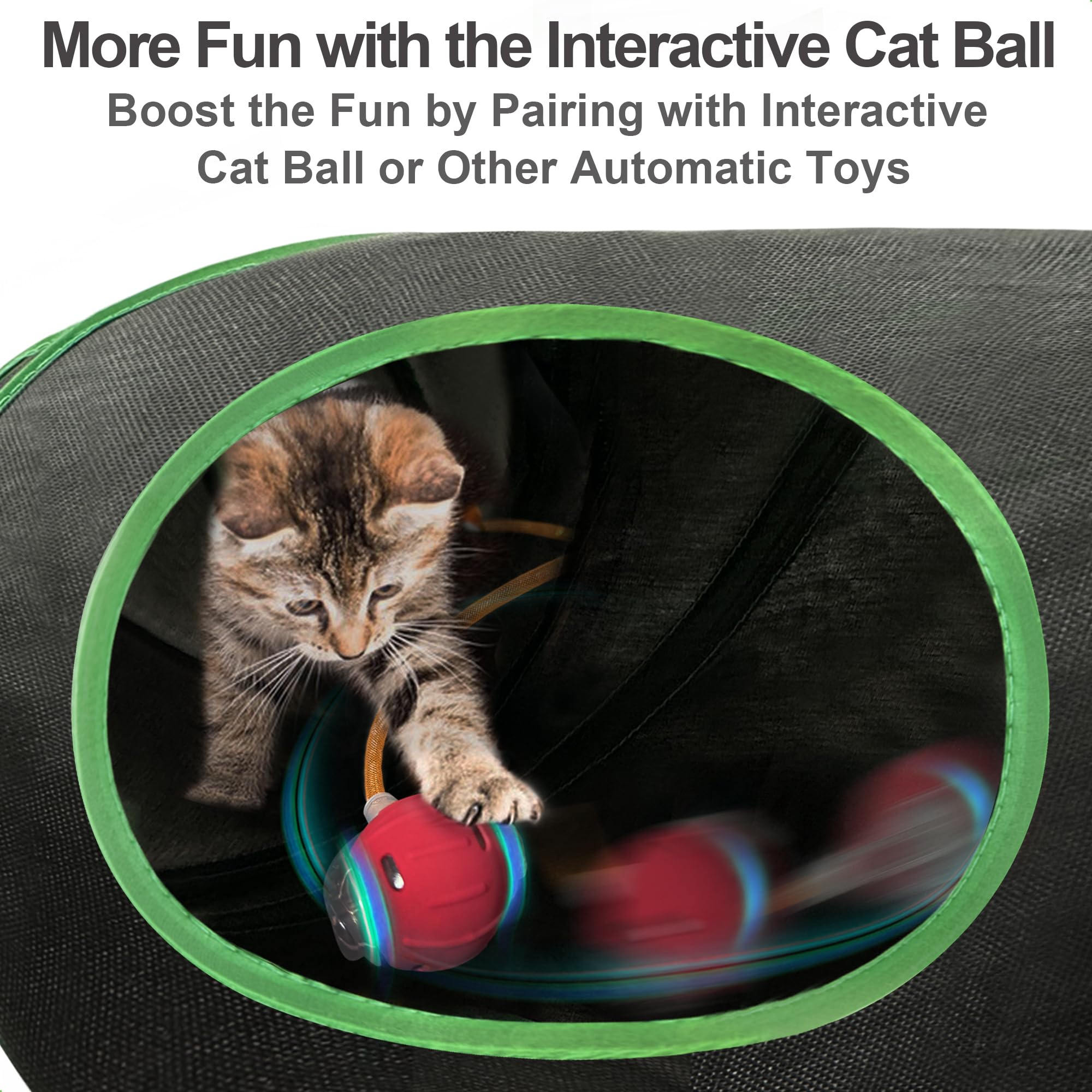 metiya Interactive Cat Toys Tunnel- DIY Enrichment Tunnel for Indoor Cats & Kittens, Hide & Seek Puzzle Play Tunel, Customizable
