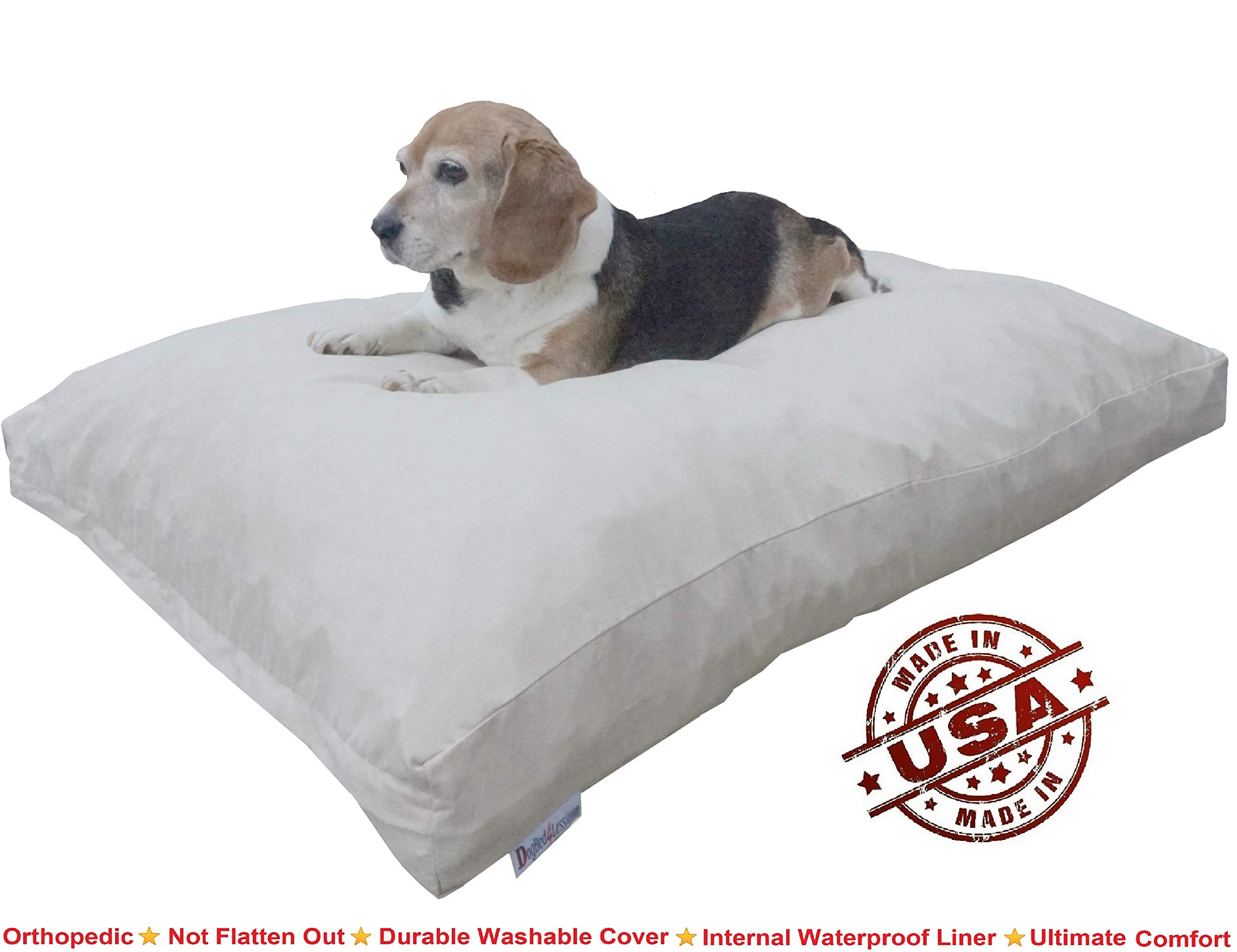 Dogbed4Less Large Memory Foam Dog Bed For Medium Dogs, Orthopedic Comfort, Waterproof Liner And Suede Pet Bed Cover 41'X27' Pillow, Khaki