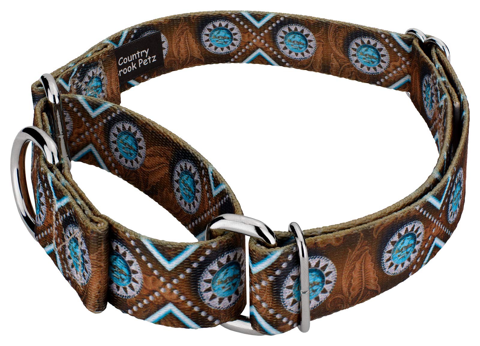 Country Brook Petz - Saddle Up Martingale Dog Collar - Country And Western Collection Featuring Rugged Designs (1 Inch, Medium)