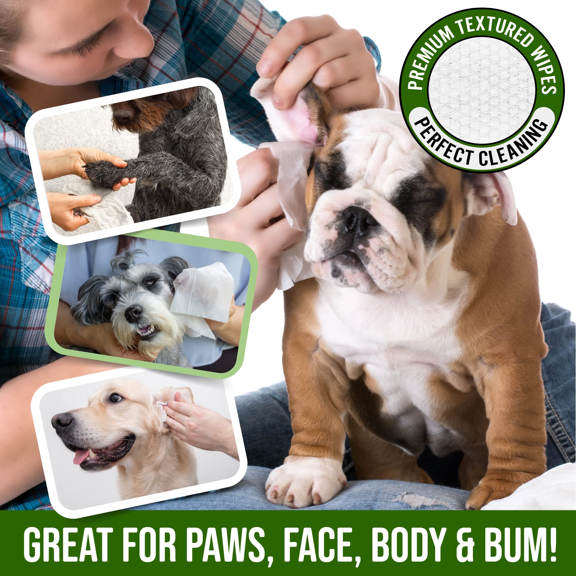Petazy Dog Wipes - 400 Organic Lavender Scented Cleaning Wipes + 5 Bonus Glove Wipes for Paws, Butt, Ears, and Eyes