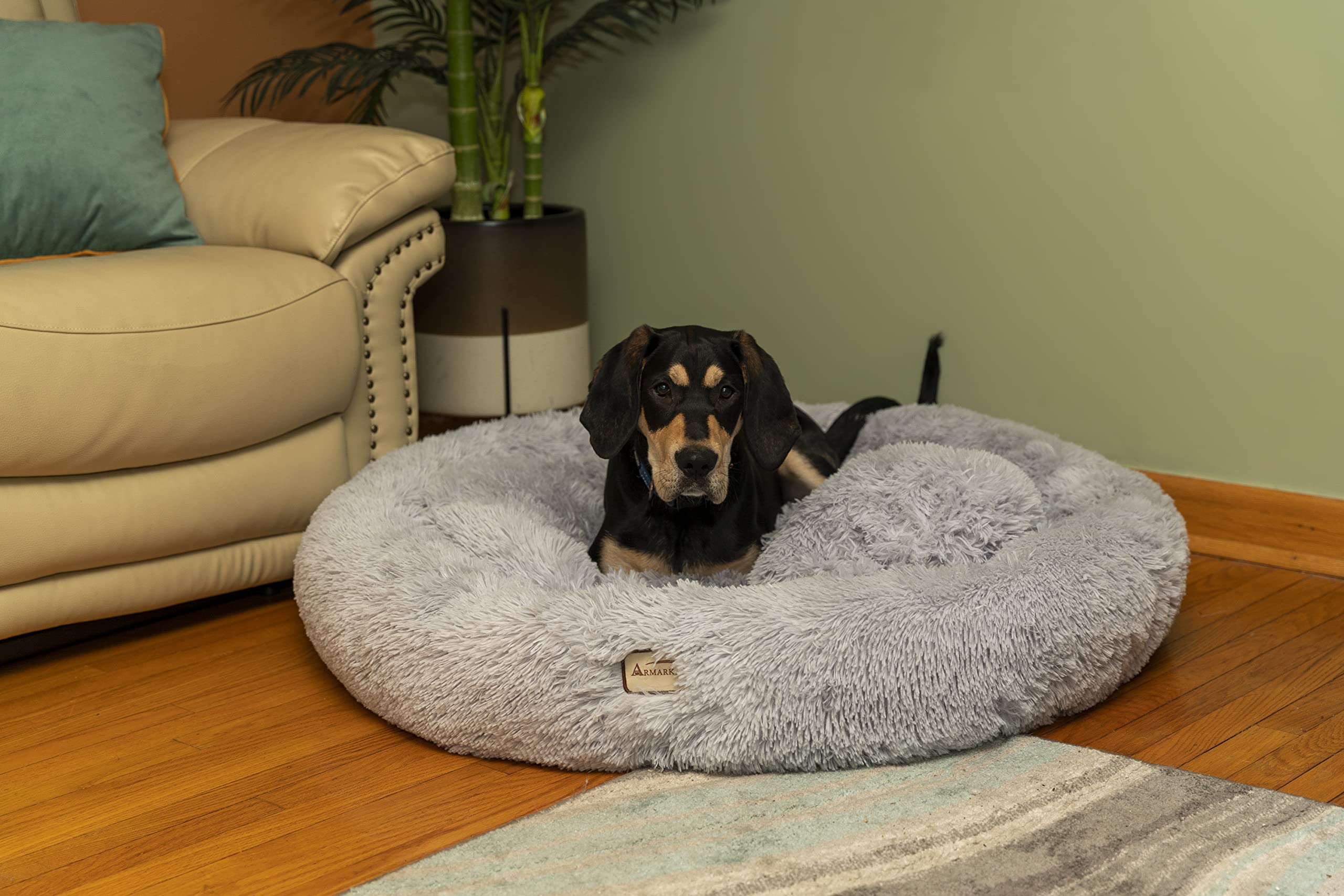 Armarkat Extra Large, Fluffy Gray Round Cat Bed - C71NHS