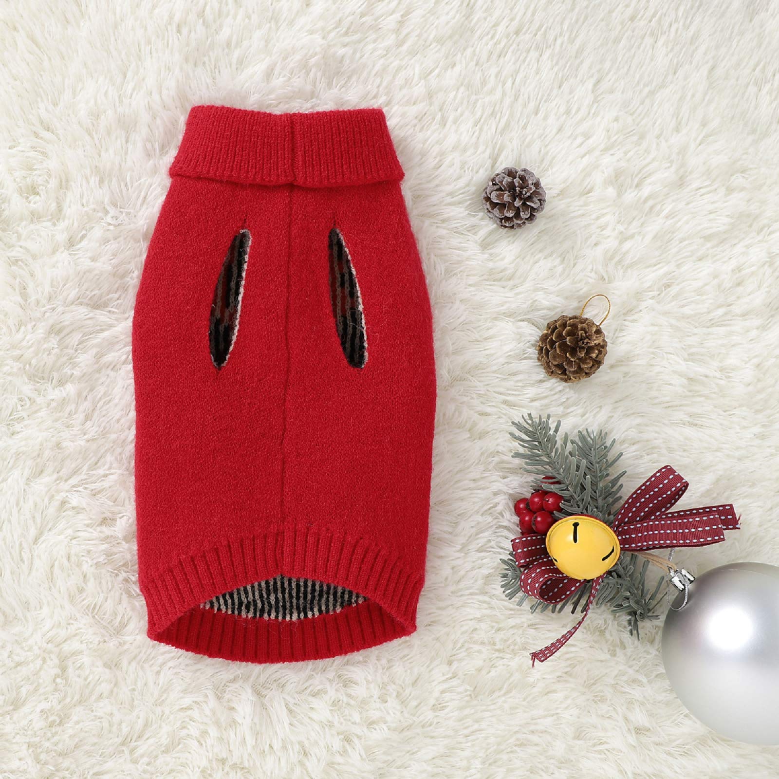 Zjyufy Christmas Dog Sweater Small Dog Girl Sweater Xmas Soft Warm Reindeer Sweater Small Dog Knitted Sweater For Teacup Poodles