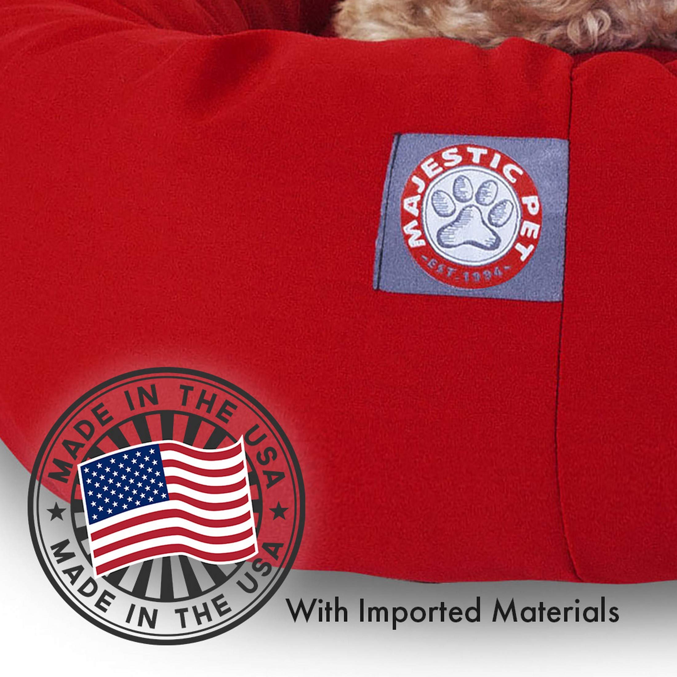 52 Inch Red & Sherpa Bagel Dog Bed By Majestic Pet Products