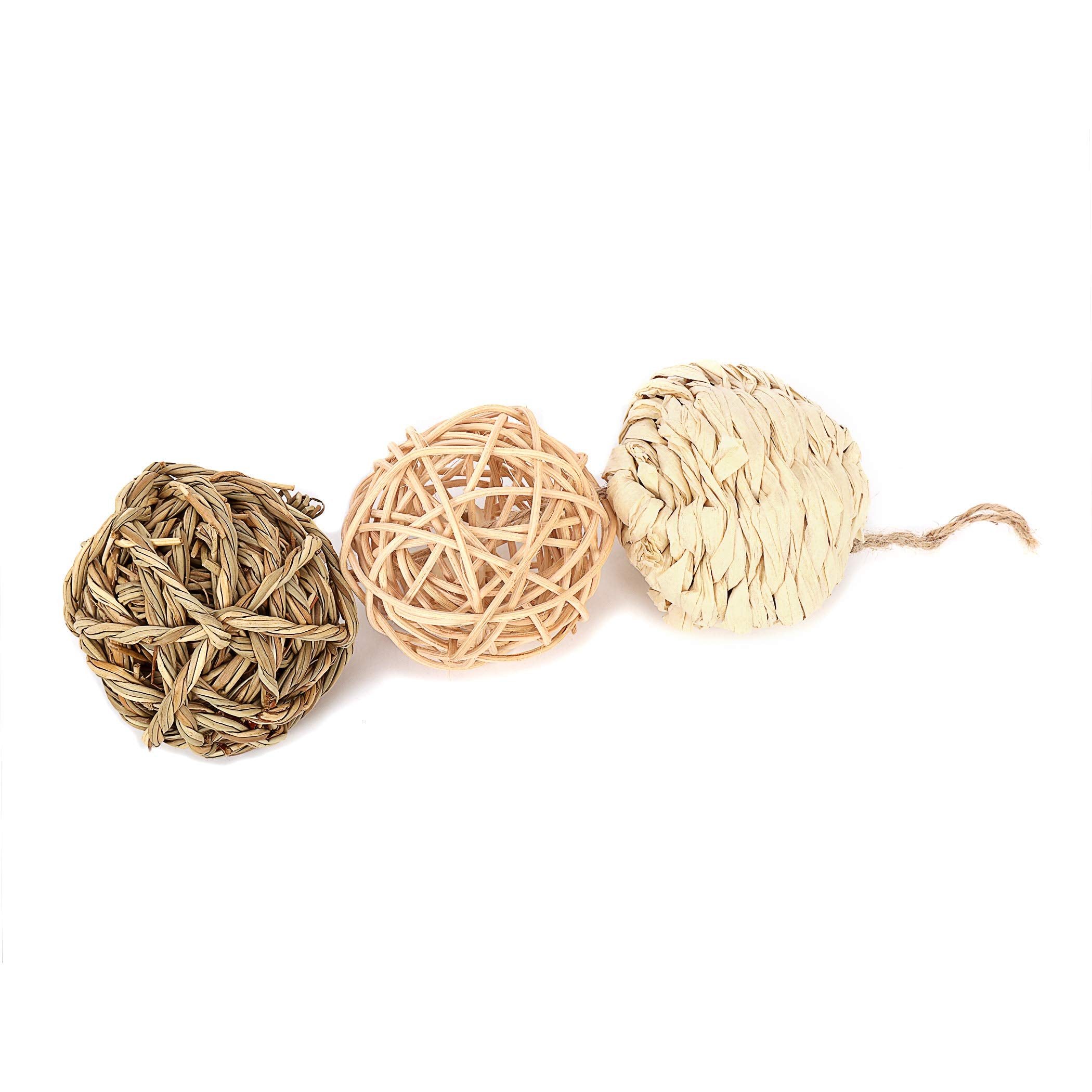 Ware Manufacturing Small Pet Nature Chew Balls - Pack of 3, Sisal & Seagrass with Bell, Model 03046