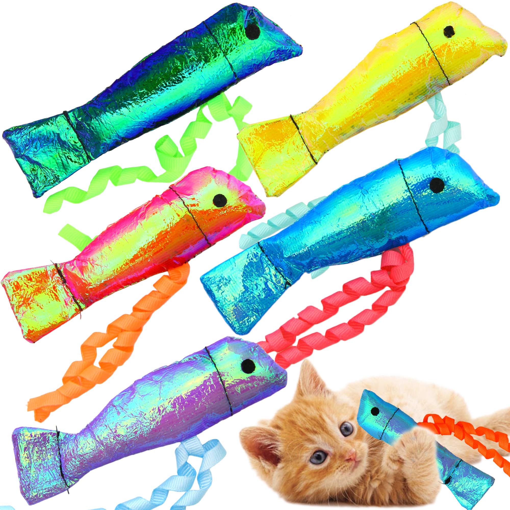 Youngever 15 Pack Crinkle Catnip Cat Toys, Cat Interactive Toys, Catnip Kitten Toys, Crinkle Catnip Fish For Cat, Puppy, Kitty,