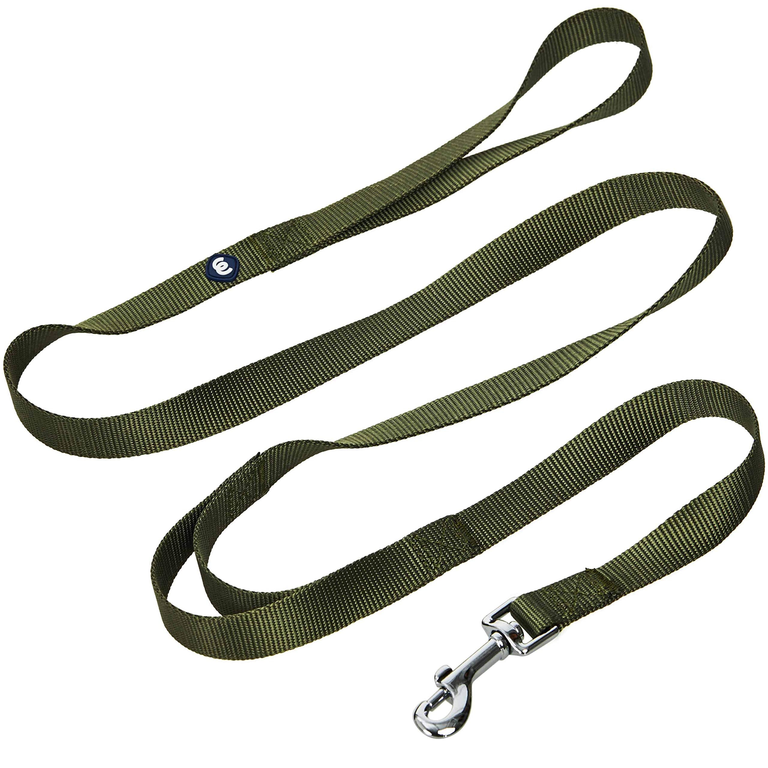 Blueberry Pet Essentials Durable Classic Dog Leash 4 Ft X 1', Military Green, Large, Double Handle Leashes For Dogs