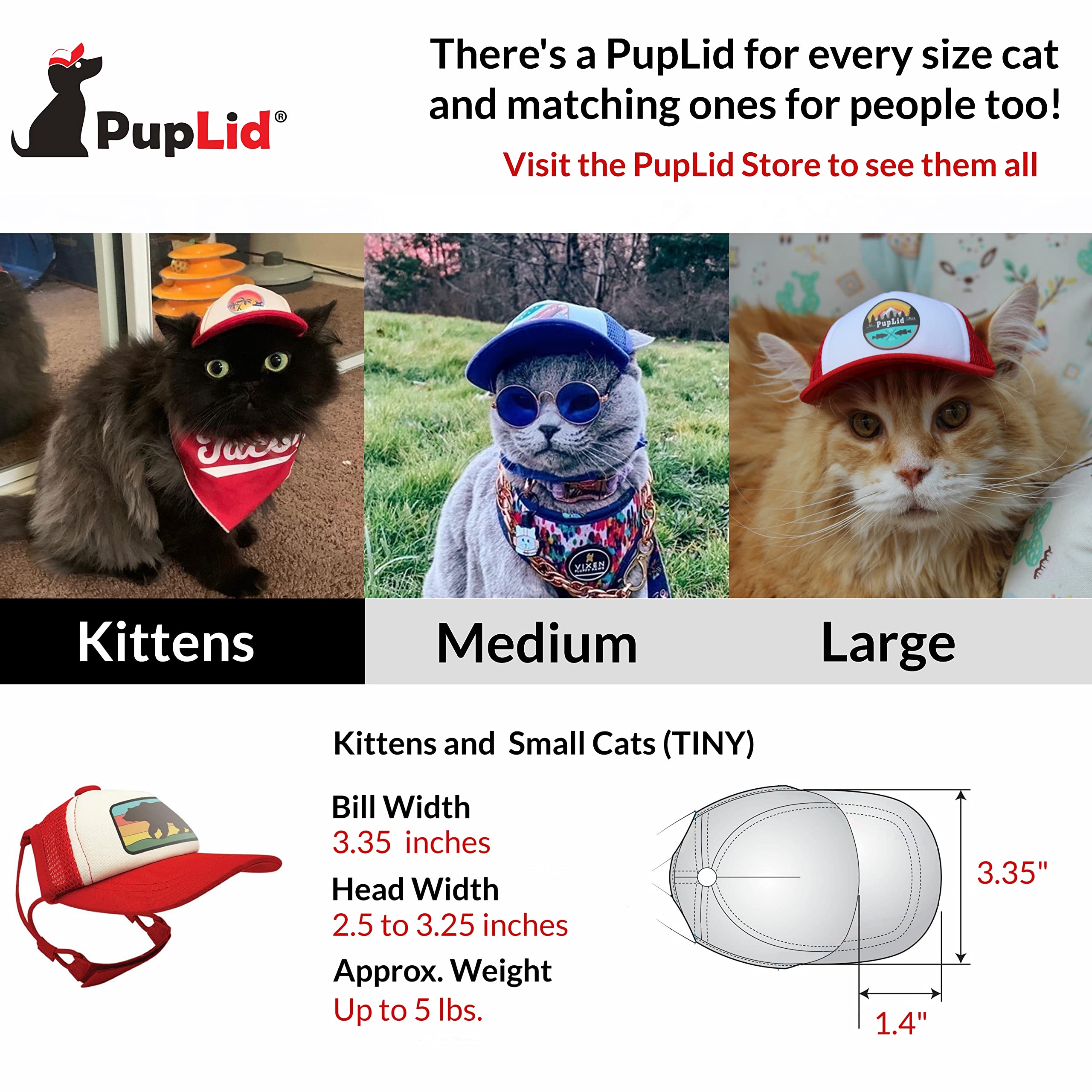 Puplid Trucker Hats For Kittens - Premium Stylish Sun Protection For The Modern Cat - Adjustable Secure Fitting Cat Hat (Pink, I