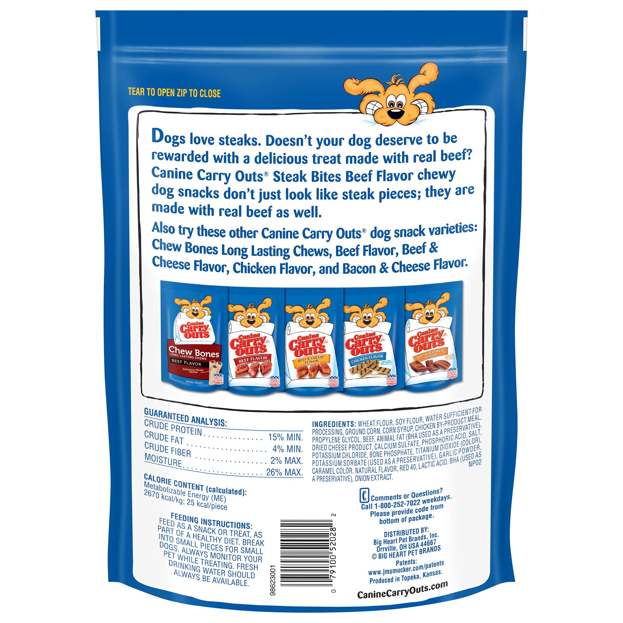 Canine Carry Outs Dog Treats, Steak Bites, 22.5 Ounce (Pack of 4), Made with Real Beef