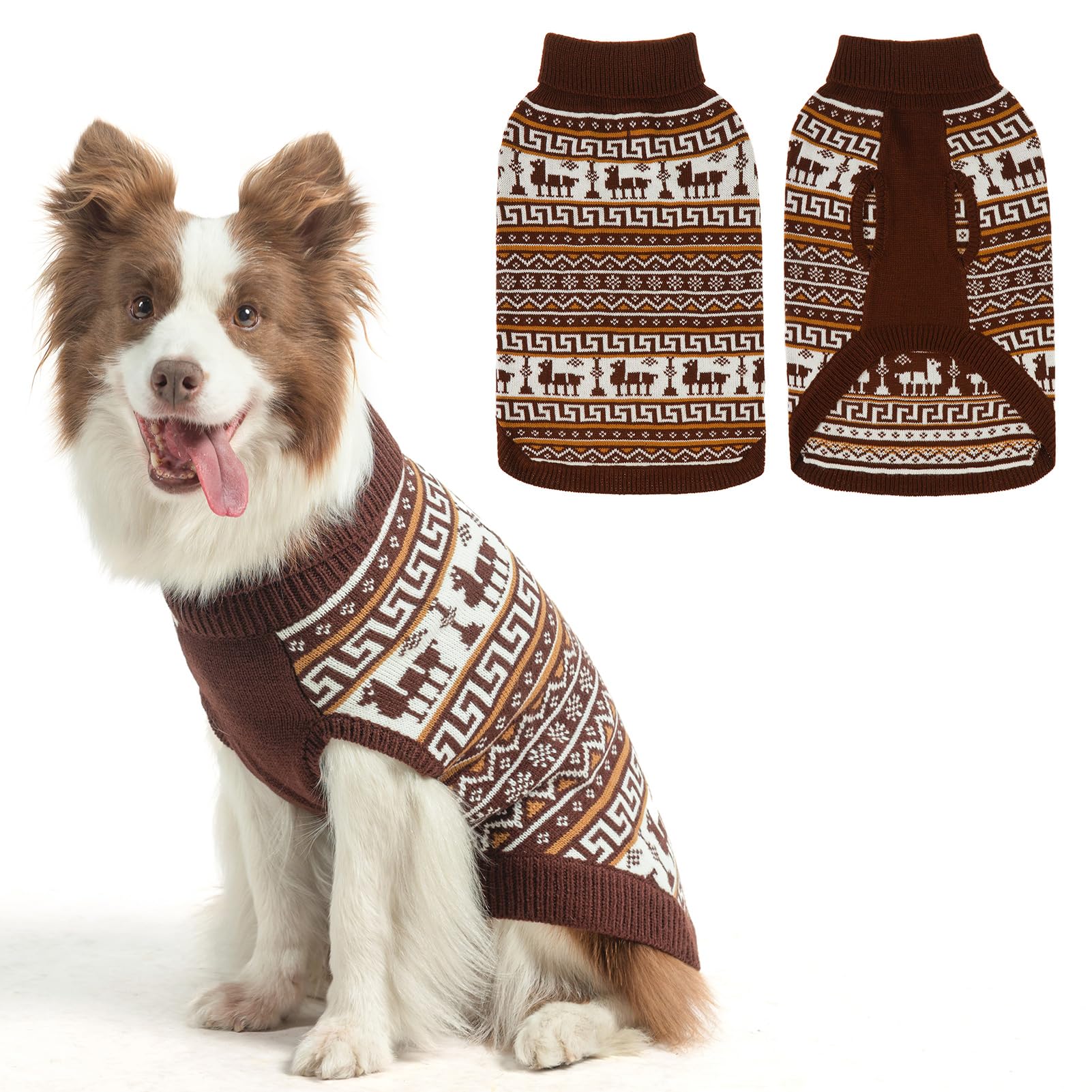 Scenereal Large Dog Sweater, Turtleneck Pullover - Winter, Christmas Pet Apparel For Girls & Boys