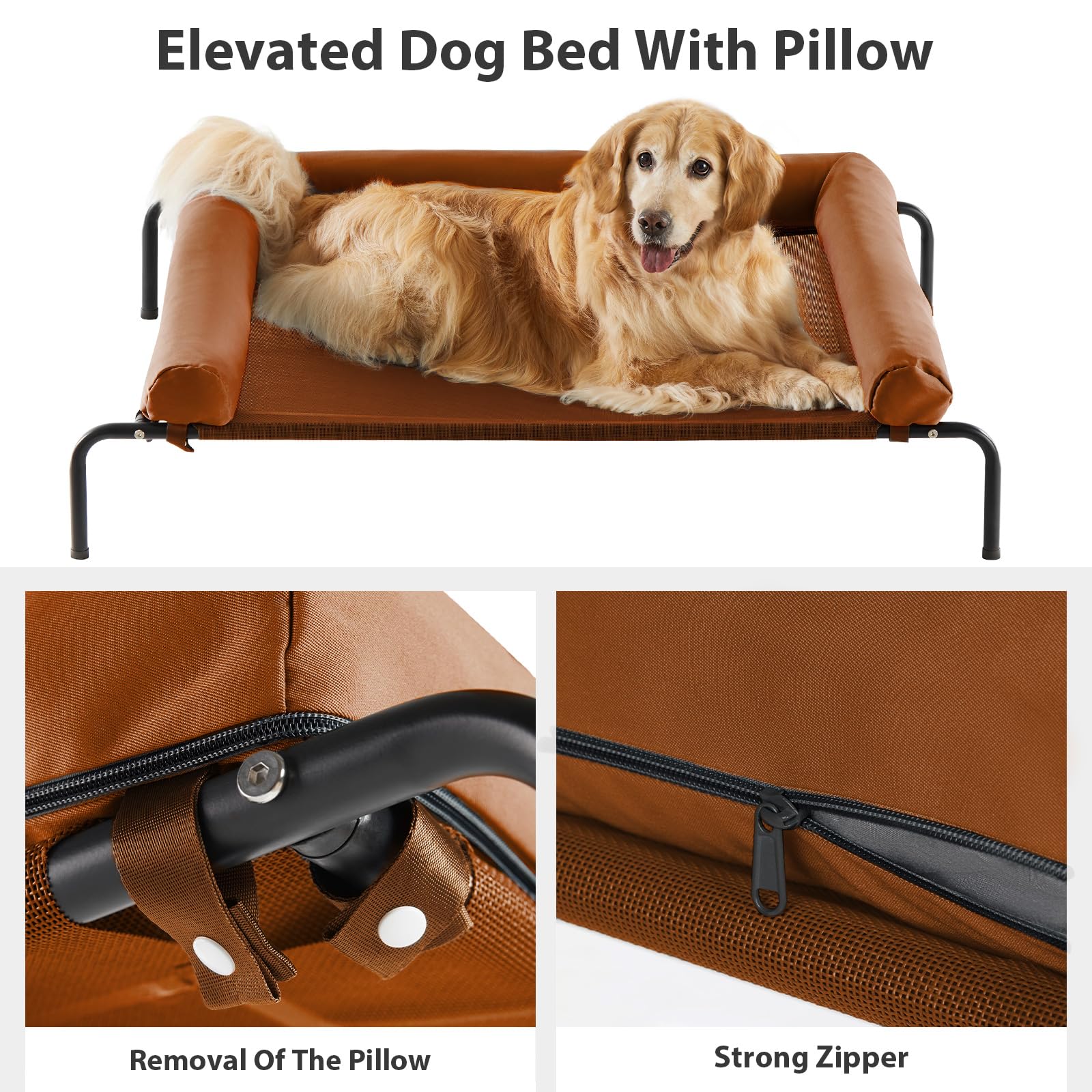 Rrpethome Large Elevated Cooling Dog Bed, Raised Cot Beds For Large Dogs, Elevated Outdoor Dog Bed, Chew Proof Portable Cooling