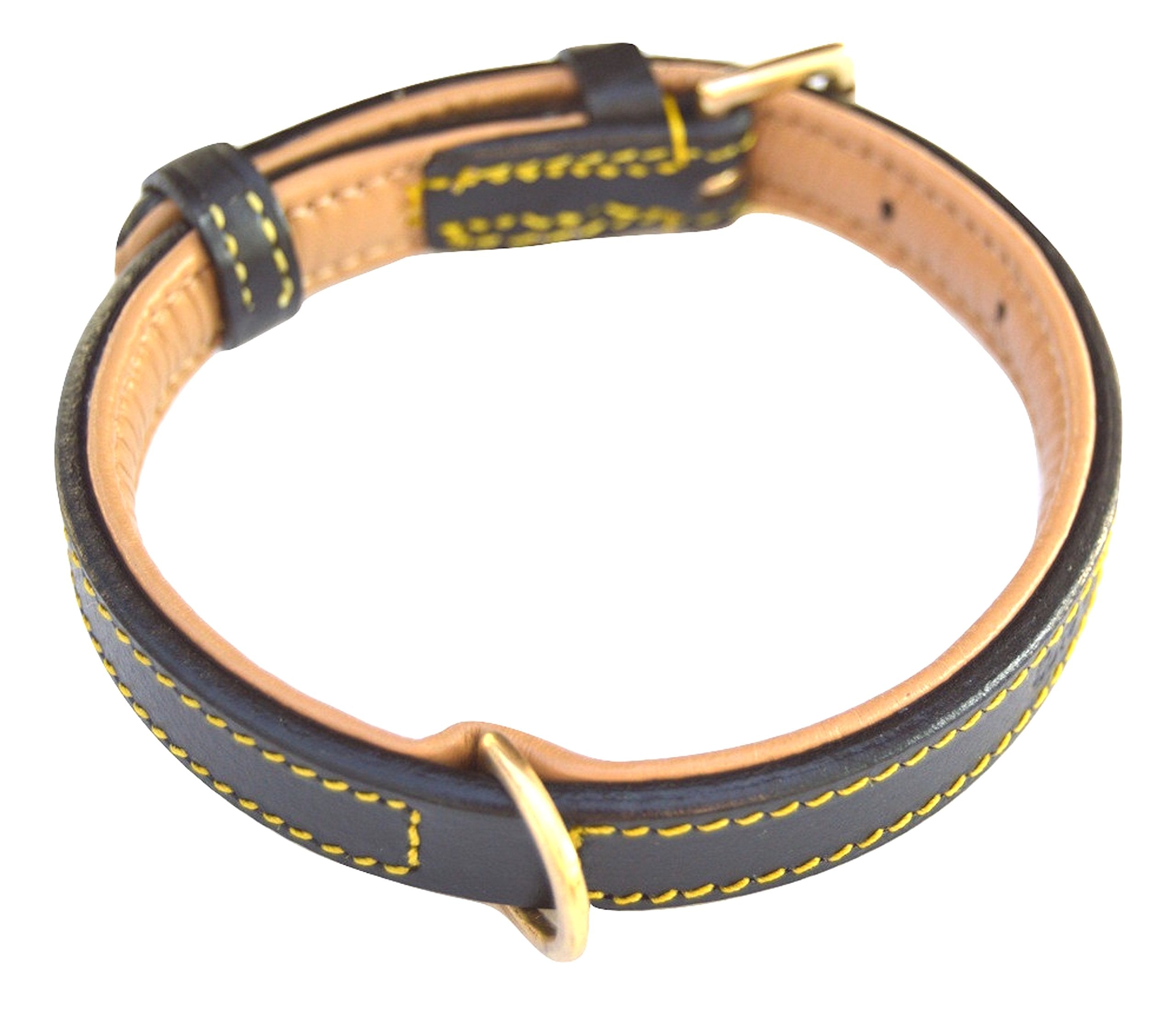 Soft Touch Collars Padded Leather Dog Collar, Size Small, Brown With Light Pink Padding, 16'' Long X 5/8 Wide, Neck Size 11'' To