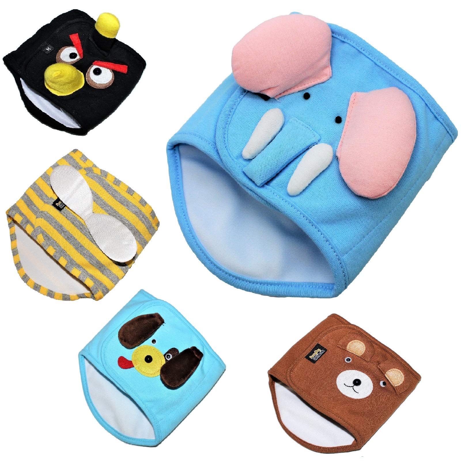 Dog Puppy Funny Diaper Belly Band Male Boy For Small Breeds (Blue Elephant, L - Waist 13'' - 16'')