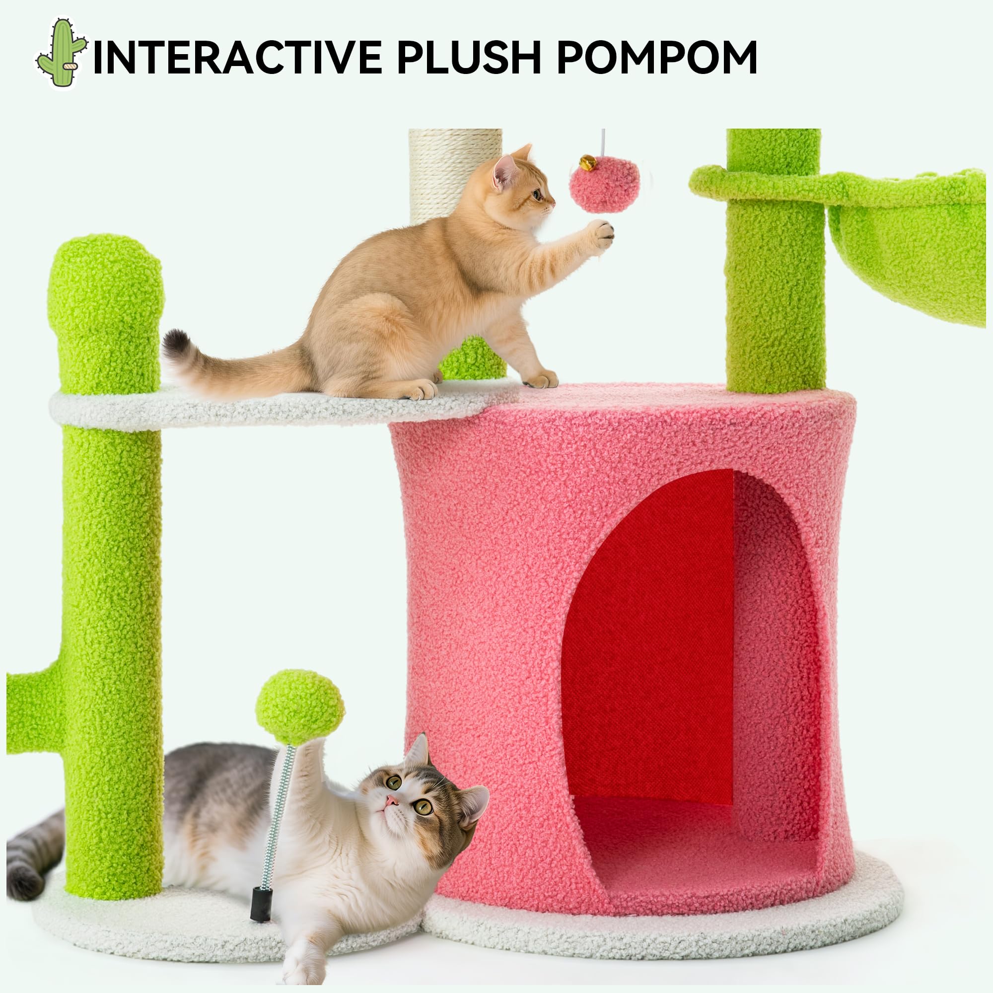 YITAHOME 48.4in Flower Cat Tree Tower: Cute Kitten Climbing Tower Indoor with Kitty Condo, Sisal Scratching Posts and Board, Pur