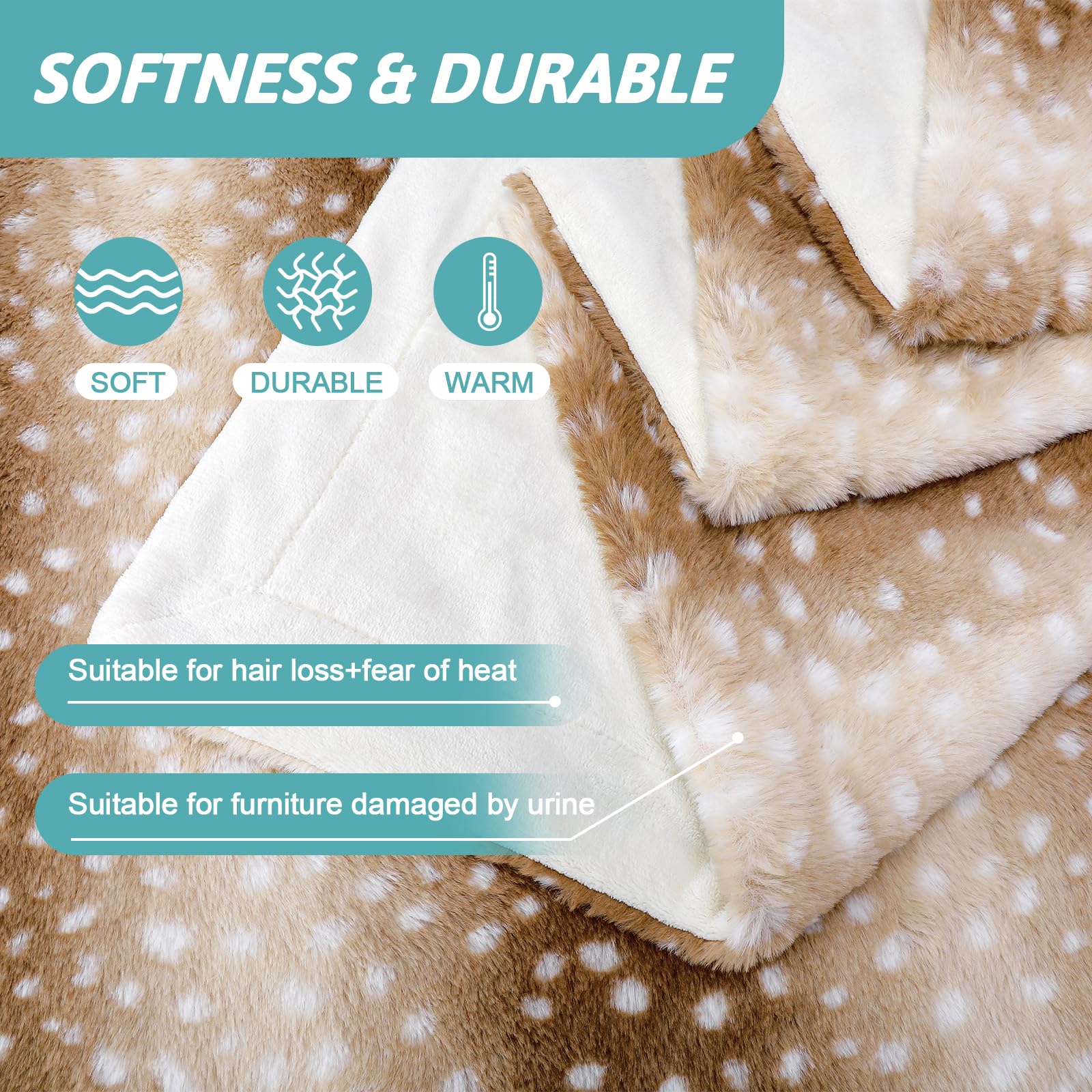 Cozy Kiss Waterproof Pet Blanket Twin, Soft Faux Fur Throw Blanket For Sofa Bed Couch, Liquid Pee Proof Throw For Large Dog Or C