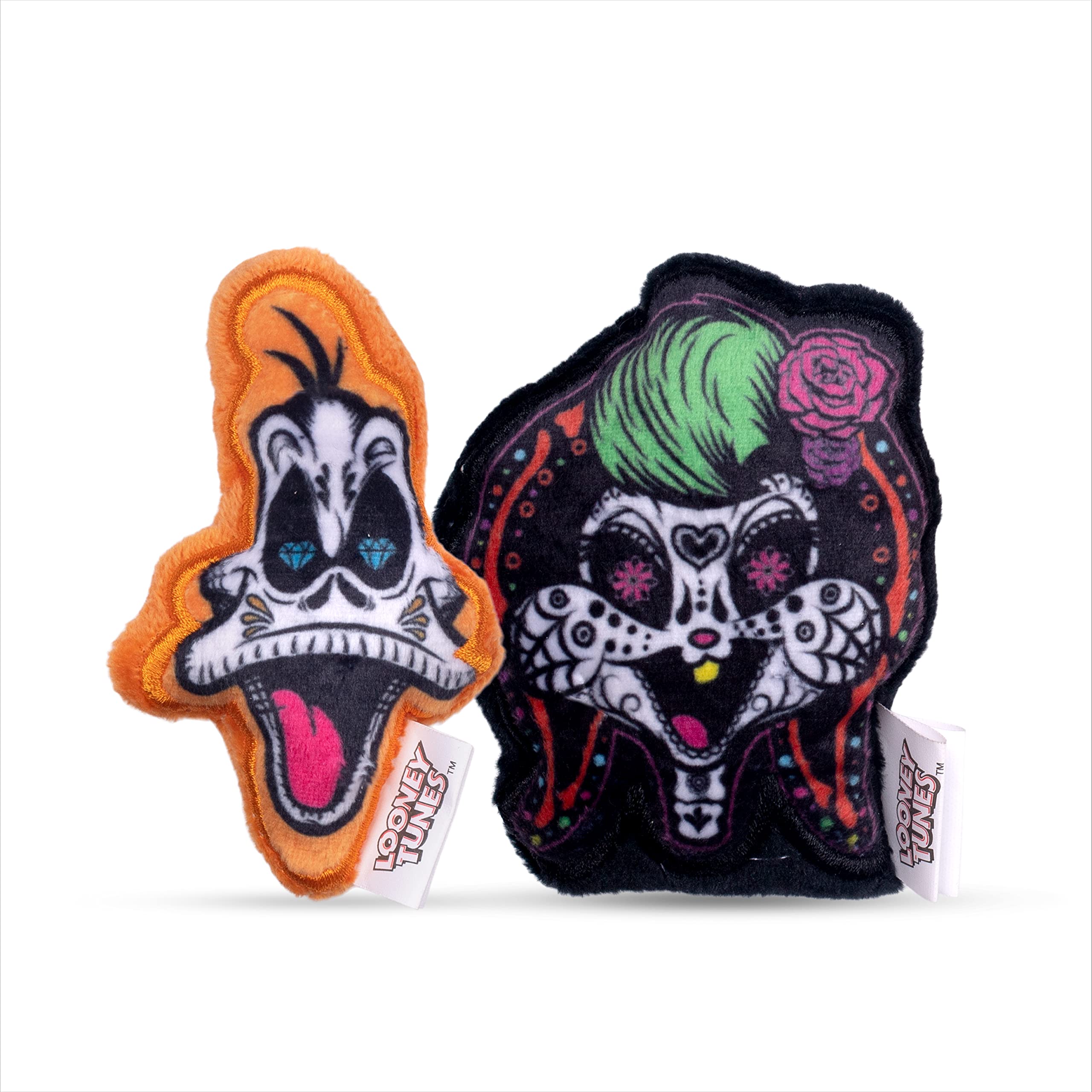 Looney Tunes For Pets Halloween Day Of The Dead Daffy Duck & Lola Bunny Silo Pet Squeaker Toys 2 Piece | Squeaky Dog Toys Small Dog Toys For Small Dogs | Halloween Dog Chew Toys,Ff18362