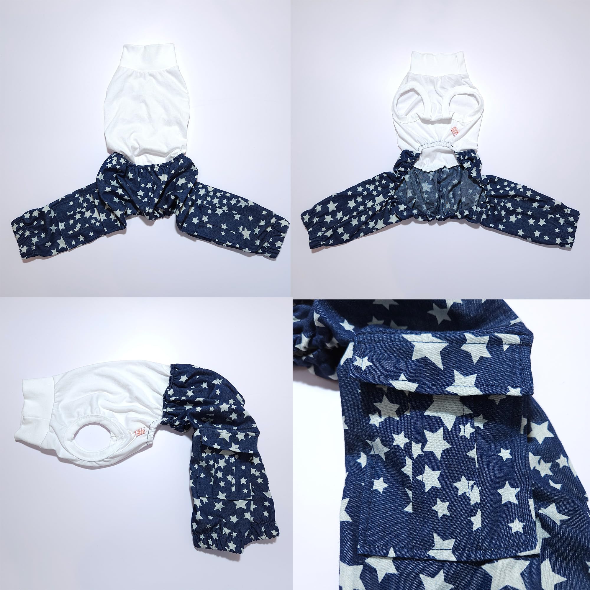 D Doggy Star Italian Greyhound Clothes Cargo Pants Onesie Outfit Whippet For Dog Coat (L,Dnm Star Cargo)