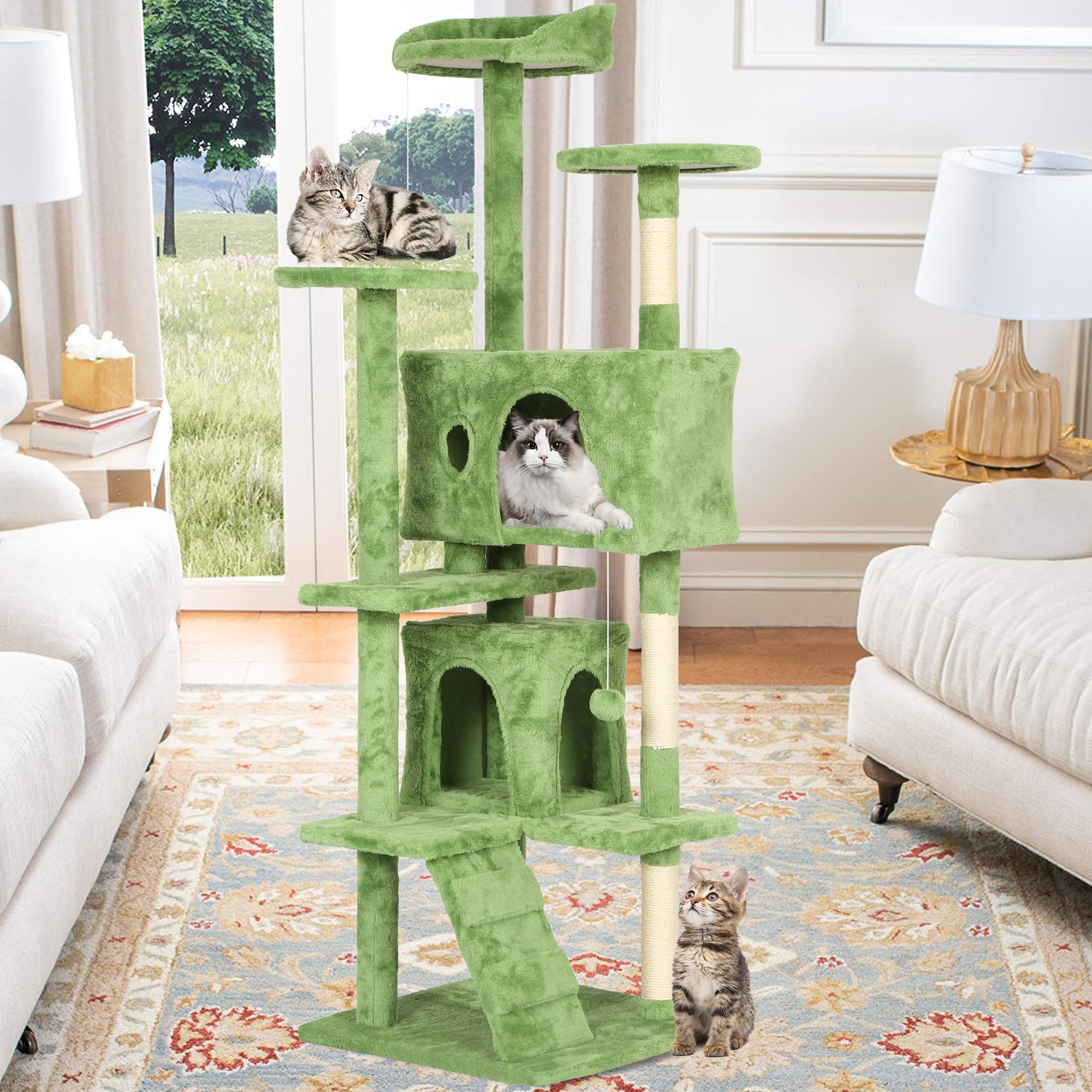 BestPet 70in Cat Tree Tower for Indoor Cats,Multi-Level Cat Furniture Activity Center with Cat Scratching Posts Stand House Cat