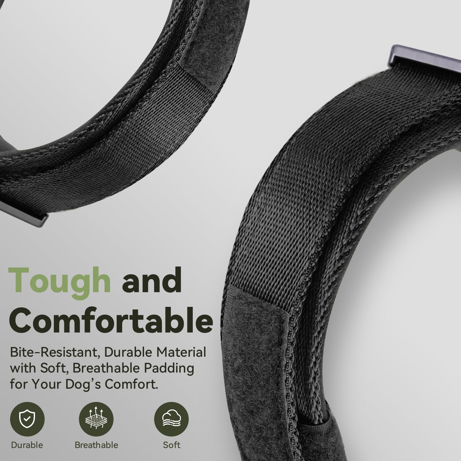 2025 Upgrade Waterproof AirTag Dog Collar, Military Tactical Dog Collar with AirTag Holder, Comfortable Control Handle and Metal