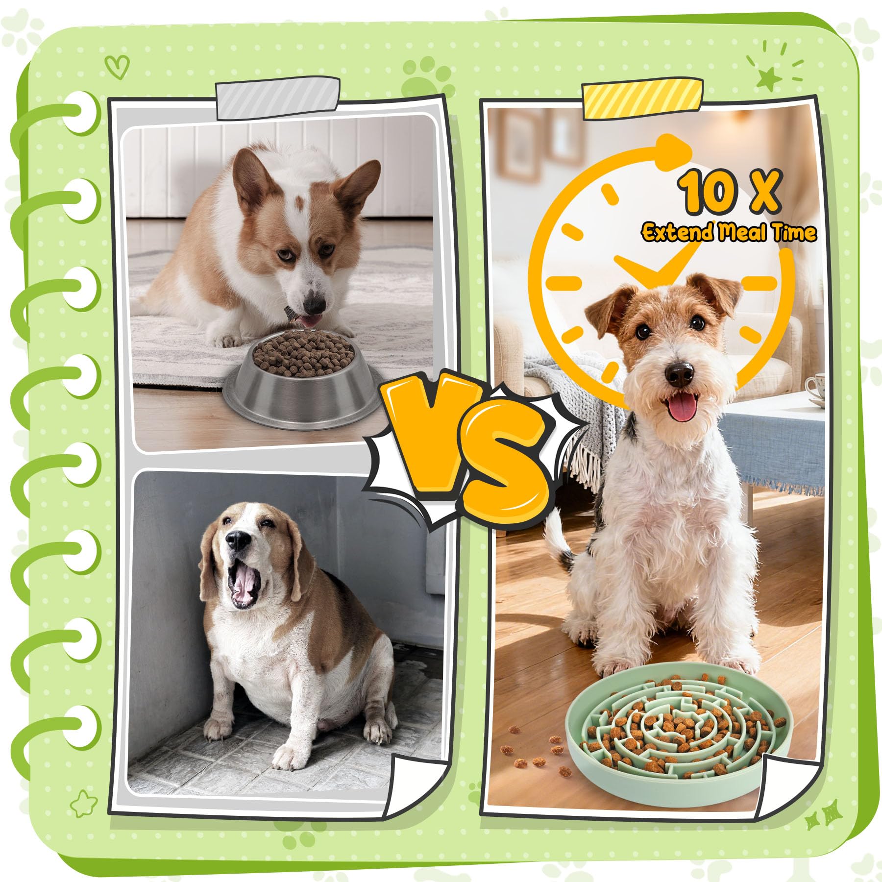 KIPRITII Enriching Slow Feeding Set for Dogs - Slow Feeder Dog Bowls & Interactive Toys with Puzzle-Based Enrichment for Smarter