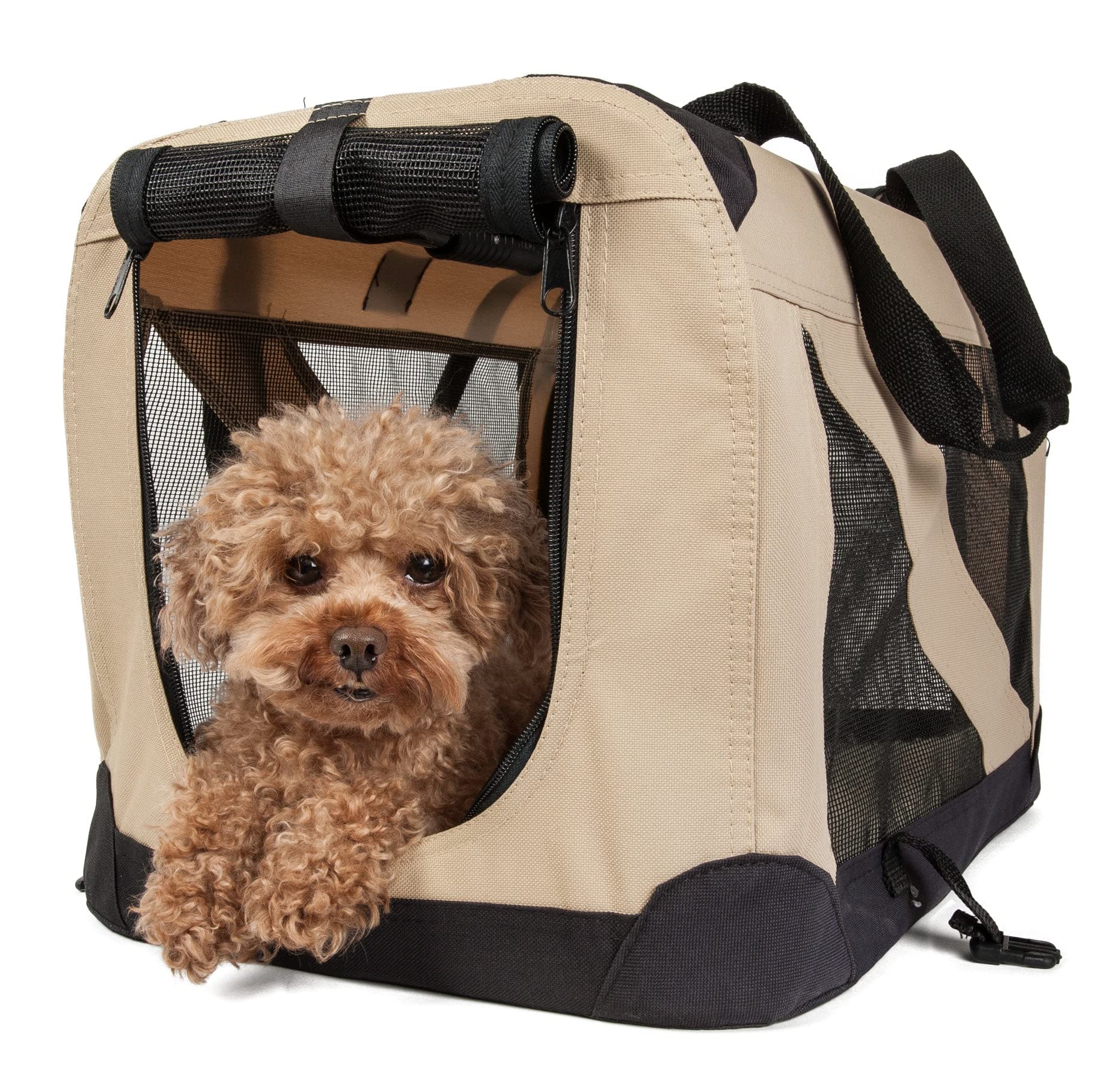 Pet Life Vista-View 360 Degree Zippered And Collapsible Soft Folding Dog Crate - Folding Travel Dog Kennel With Zippered Entranc