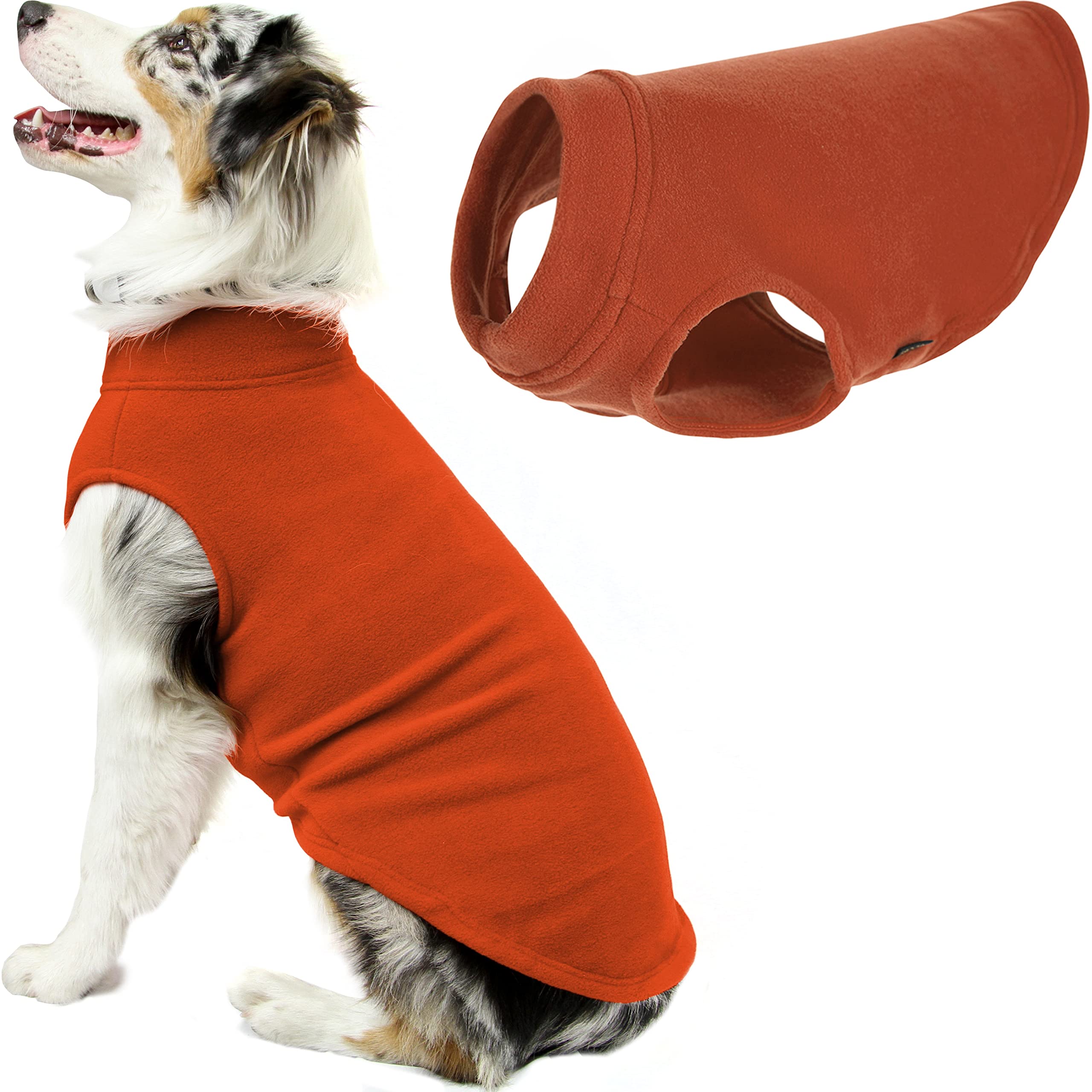 Gooby Stretch Fleece Vest Dog Sweater - Pumpkin, 4X-Large - Warm Pullover Fleece Dog Jacket - Winter Dog Clothes For Small Dogs Boy Or Girl - Dog Sweaters For Small Dogs To Dog Sweaters For Large Dogs