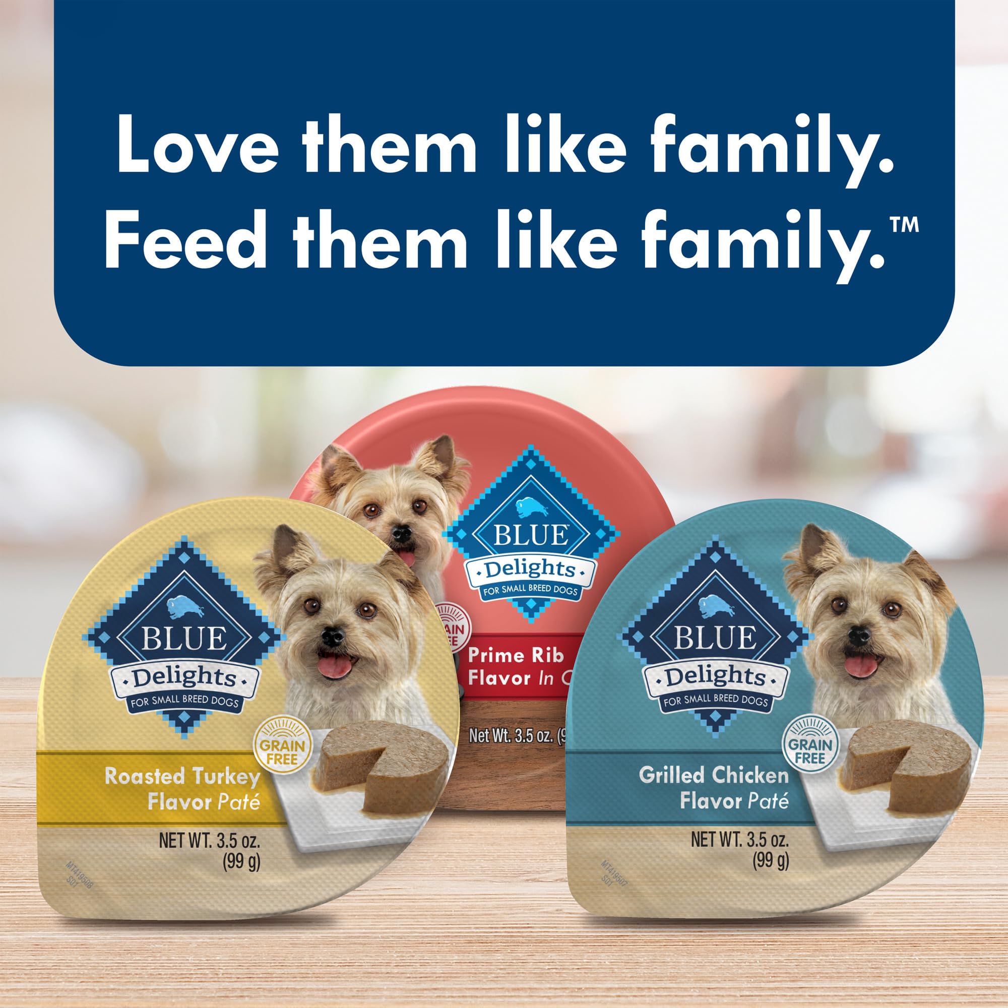 Blue Buffalo Delights Small Breed Natural Wet Dog Food Variety Pack, Roasted Turkey Pat   and Grilled Chicken Pat  , 3.5-oz Cups