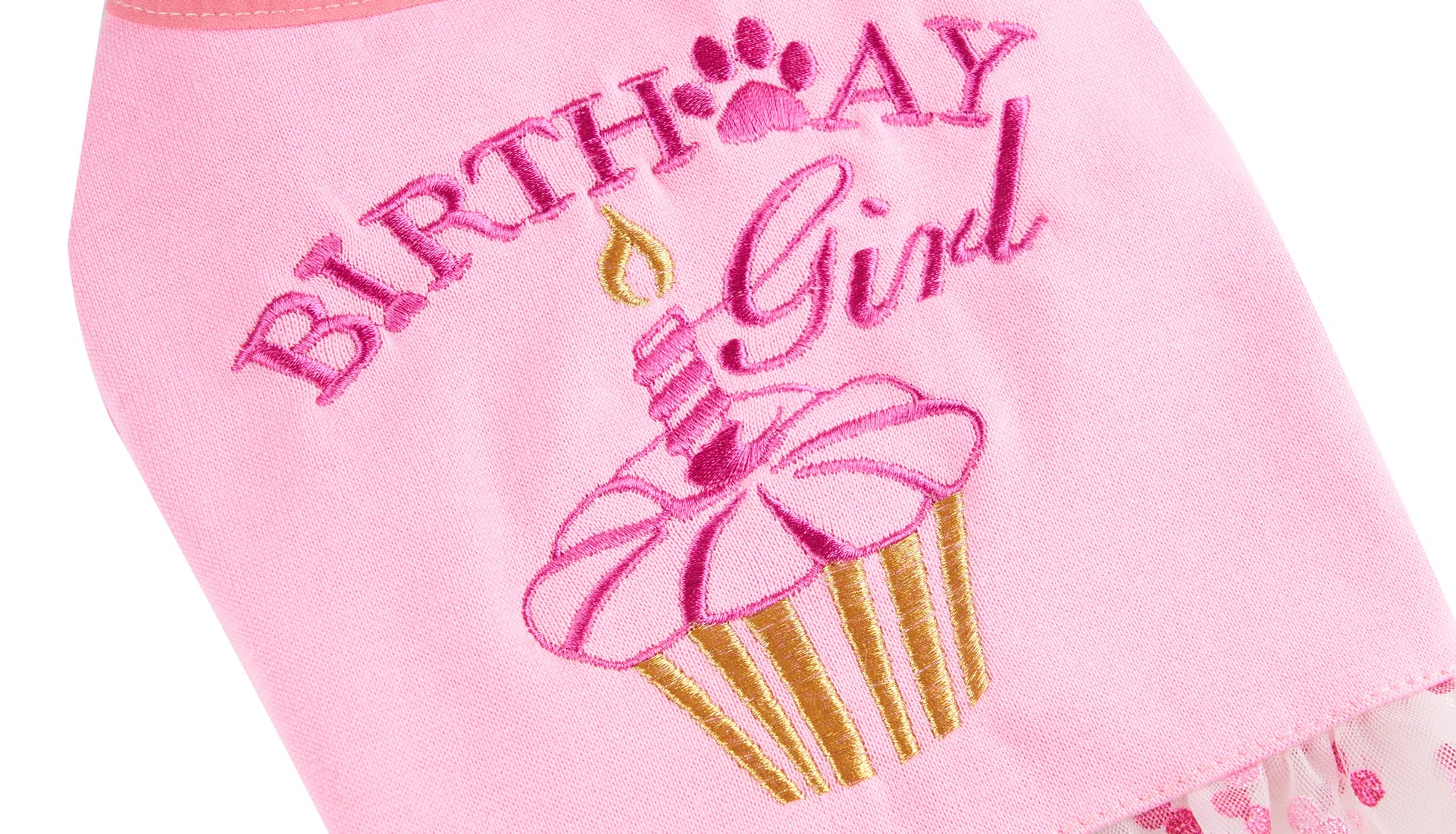 Birthday Cake Birthday Girl Polka Dot Tulle Dog Dress For Dogs Girl, Pet Dresses, Princess Pink Large (L) Size 16 Back