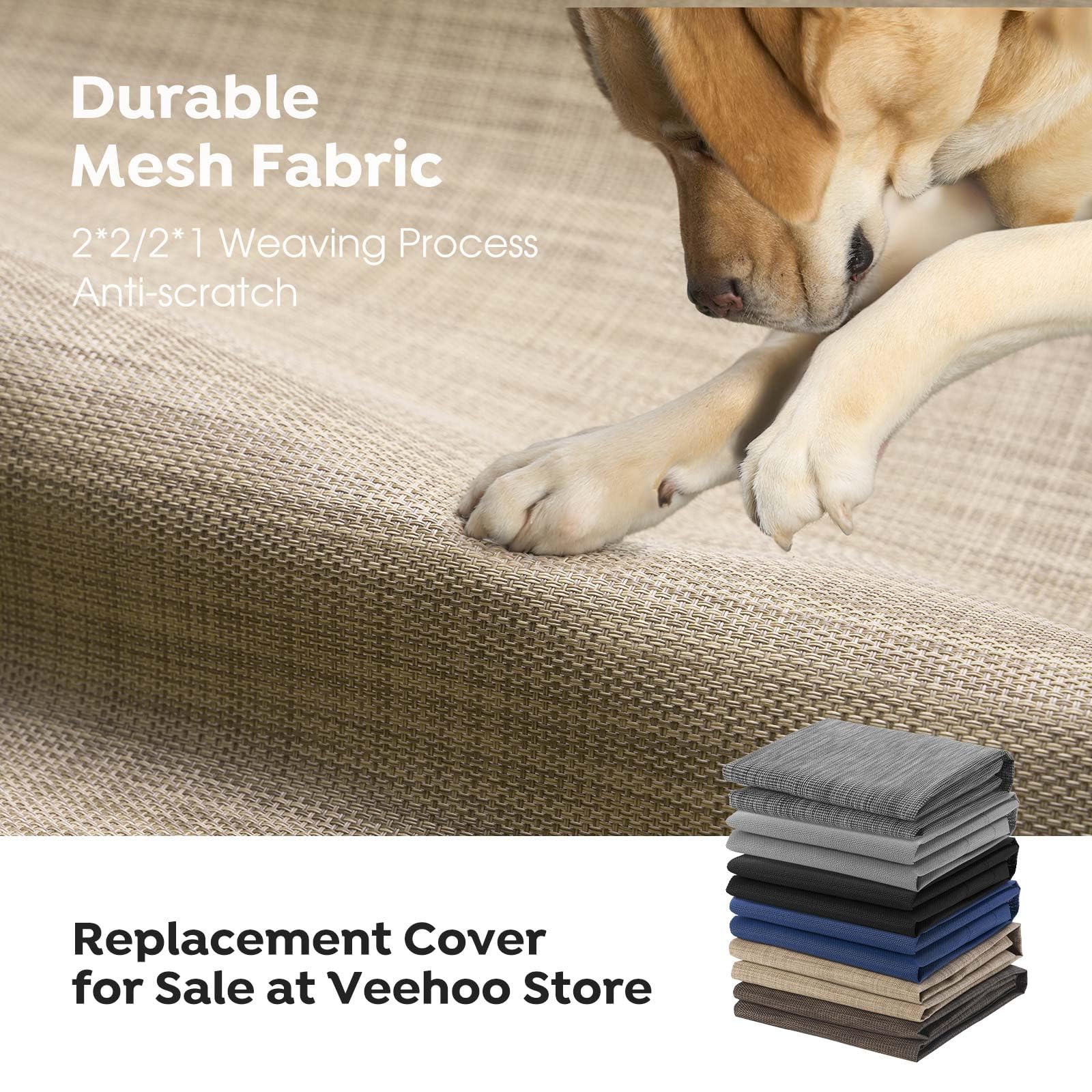 Veehoo Cooling Elevated Dog Bed, Portable Raised Pet Cot With Washable & Breathable Mesh, No-Slip Feet Durable Dog Cots Bed For Indoor & Outdoor Use, X Large, Cwc1803-Xl Beige Coffee