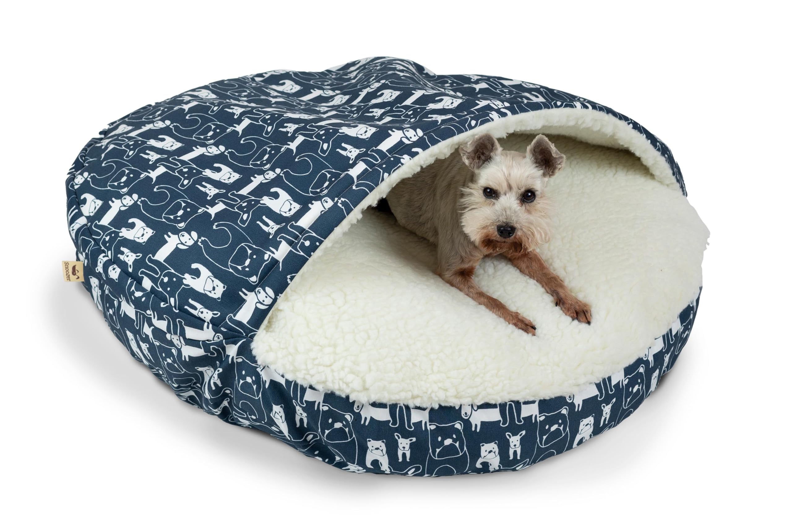 Snoozer Luxury Cozy Cave Pet Bed, Wag Collection, Small - Pedigree Denim