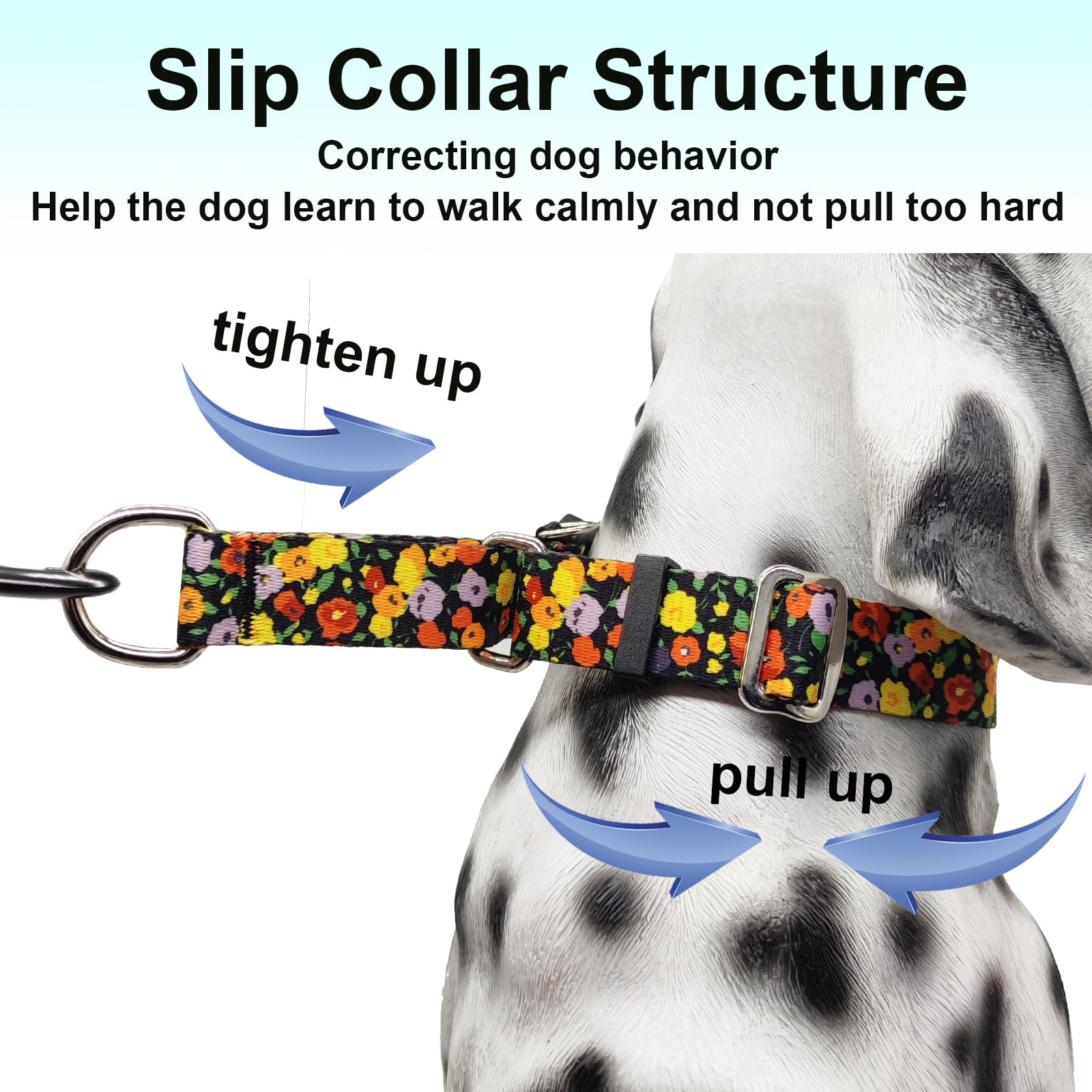 Fidohug Martingale No Pull Collar With Buckle Adjustable Nylon Slip Collar For Dogs Training Walking (Orange Floral, Small)