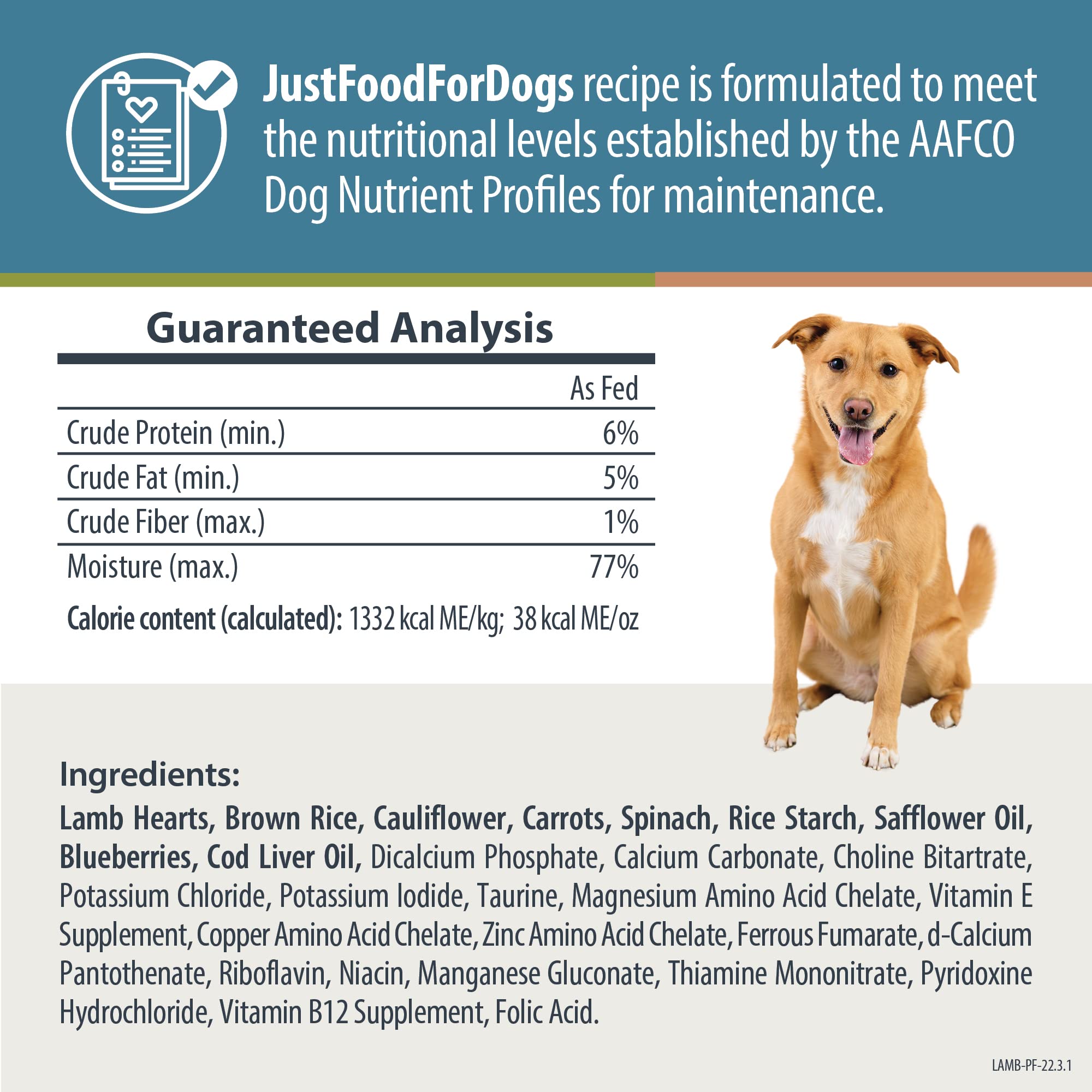 JustFoodForDogs Pantry Fresh Wet Dog Food, Complete Meal or Dog Food Topper, Lamb & Brown Rice Human Grade Dog Food Recipe - 12.
