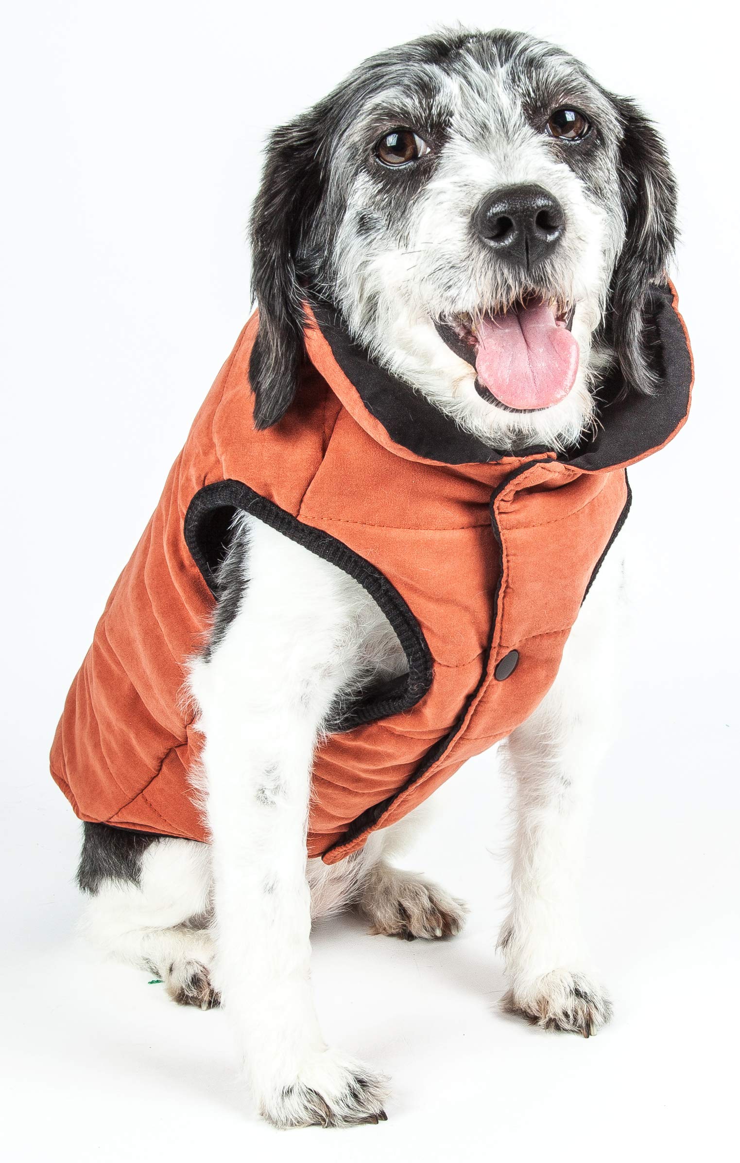 TOUCHDOG 'Waggin Swag' Fashion Designer Reversible 3M Insulated Pet Dog Coat Jacket, X-Small, Brown / Orange