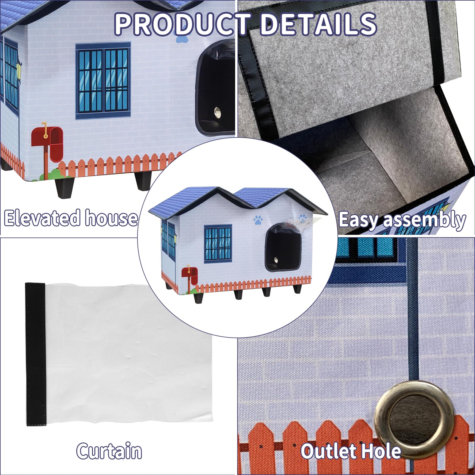 Heated Cat Houses For Indoor/Outdoor Cats With Large Elevated Heated Cat Bed Providing Safe Feral Cats, Easy To Assemble