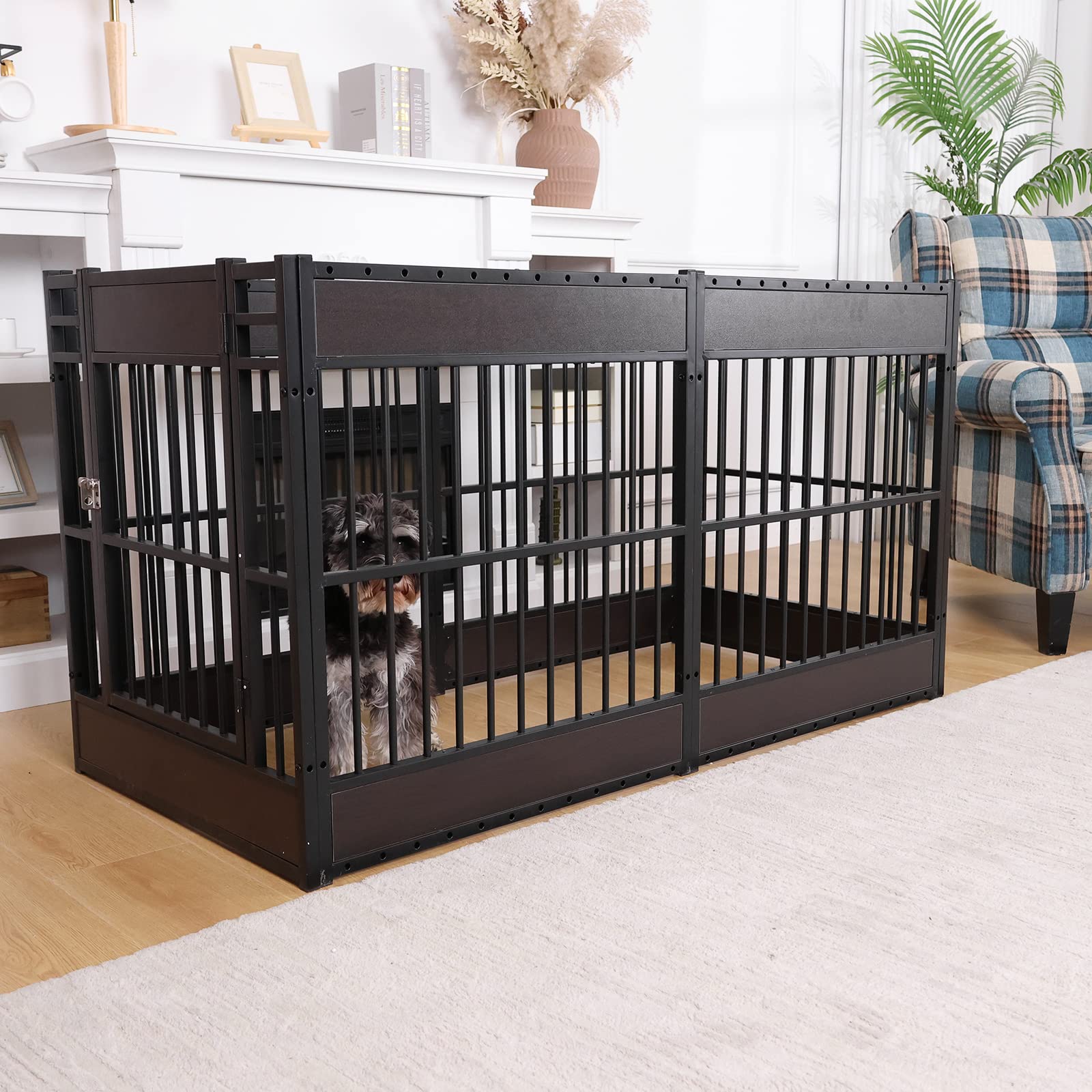 RYpetmia Dog Playpen, 31.5" Heavy Duty Metal Indoor Puppy Pen, Safe and Sturdy, Black