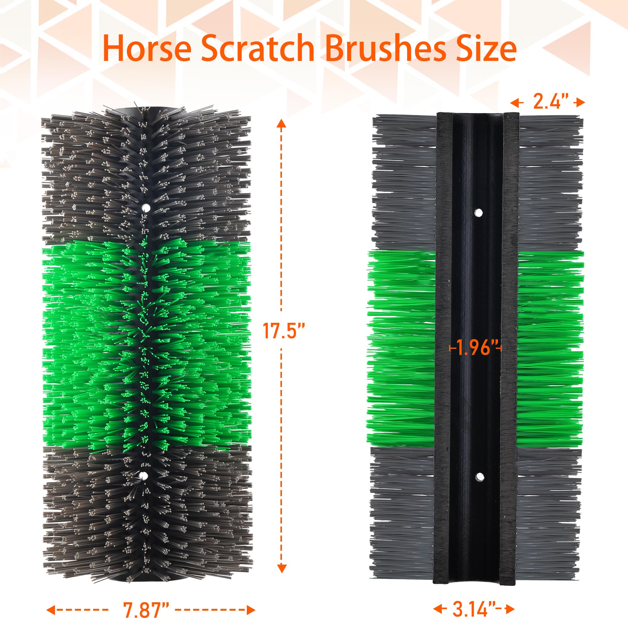 KUNBEIEN Livestock Scratch Brushes 2-Pack - Green Horse Scratcher Full Massage Kit for Cattle, Sheep, Pigs, and Horses