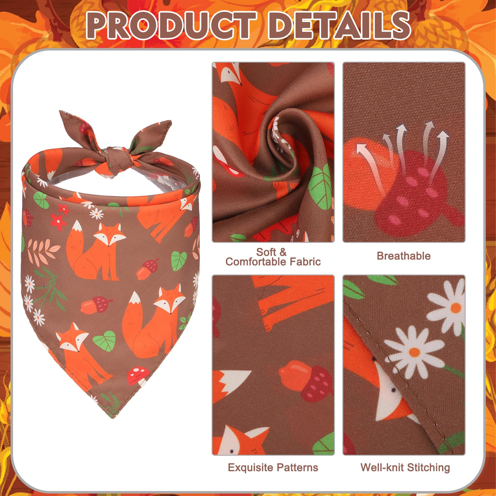 Expawlorer Fall Dog Bandana - 4 Pack Holiday Dog Bandanas Costume Boy And Girl, Soft Reversible Autumn Triangle Pet Scarfs Bibs,