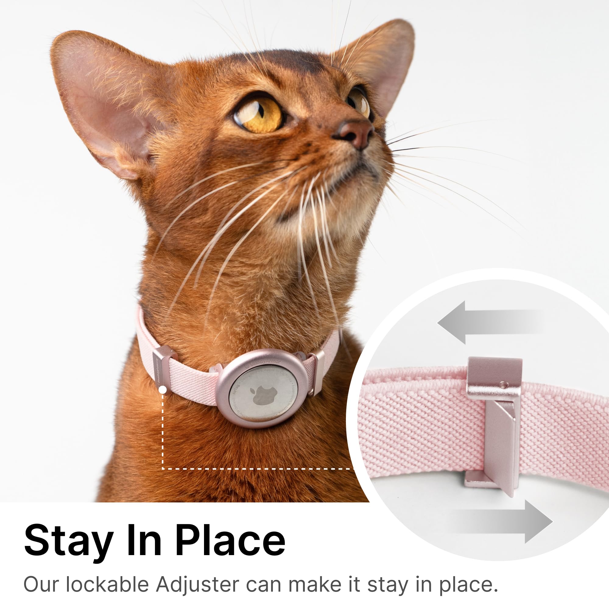 Buddyarmor Safety Cat Collar Pro Airtag Holder Set, Us Ida Gold Award Cat Collar With Snap, Non Breakaway Elastic Release Cat Ai