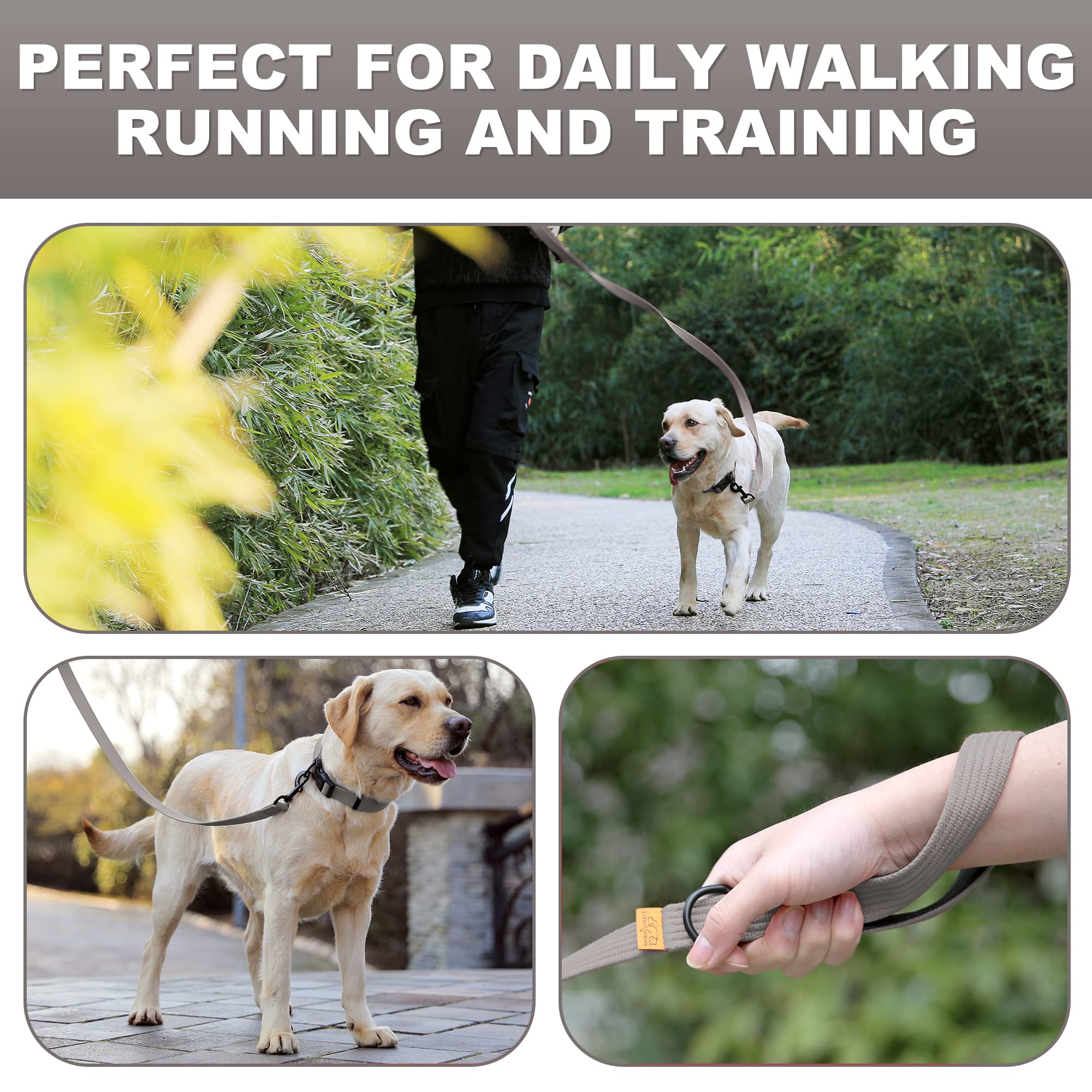 Lynxking Dog Training Leash - Double Handle Heavy Duty 6Ft Webbing With 2 Padded Handles - Long Reflective Safety Walking Lead F