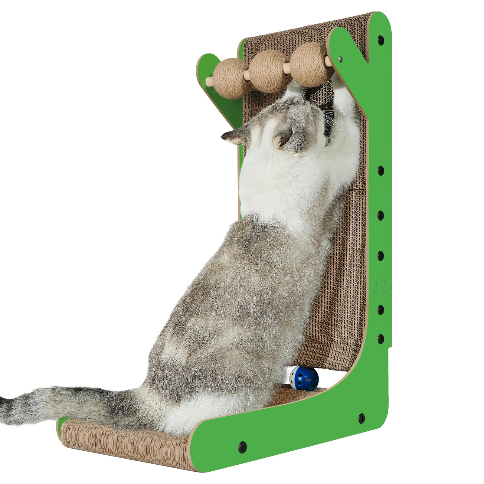 Yemoo Cat Scratcher, 23.6 Inch Cat Scratching Post, L Shaped Vertical Cat Scratching Board For Wall And Couch Protection, Cardbo